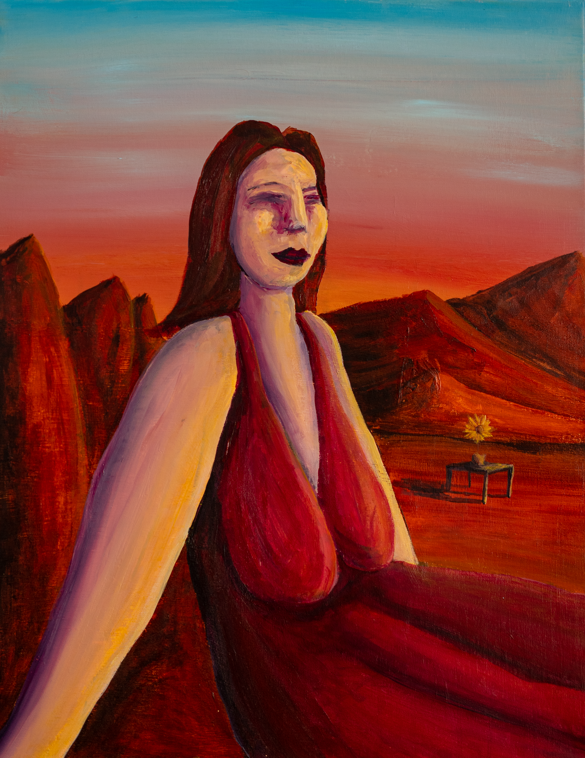 Sunset with the detached sunflower, 22"x28"