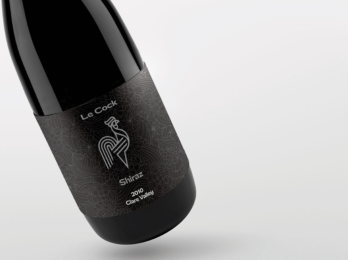 Wine Bottle Design for Le Cock Wine