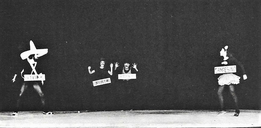 El Grupo Zopilote Teatro, independiente de San Luis Potosí con su obra en II ENyFIP 1979; Fernando Betancourt, Mario E. Martínez, Alfredo Martínez y Jesús Coronado.