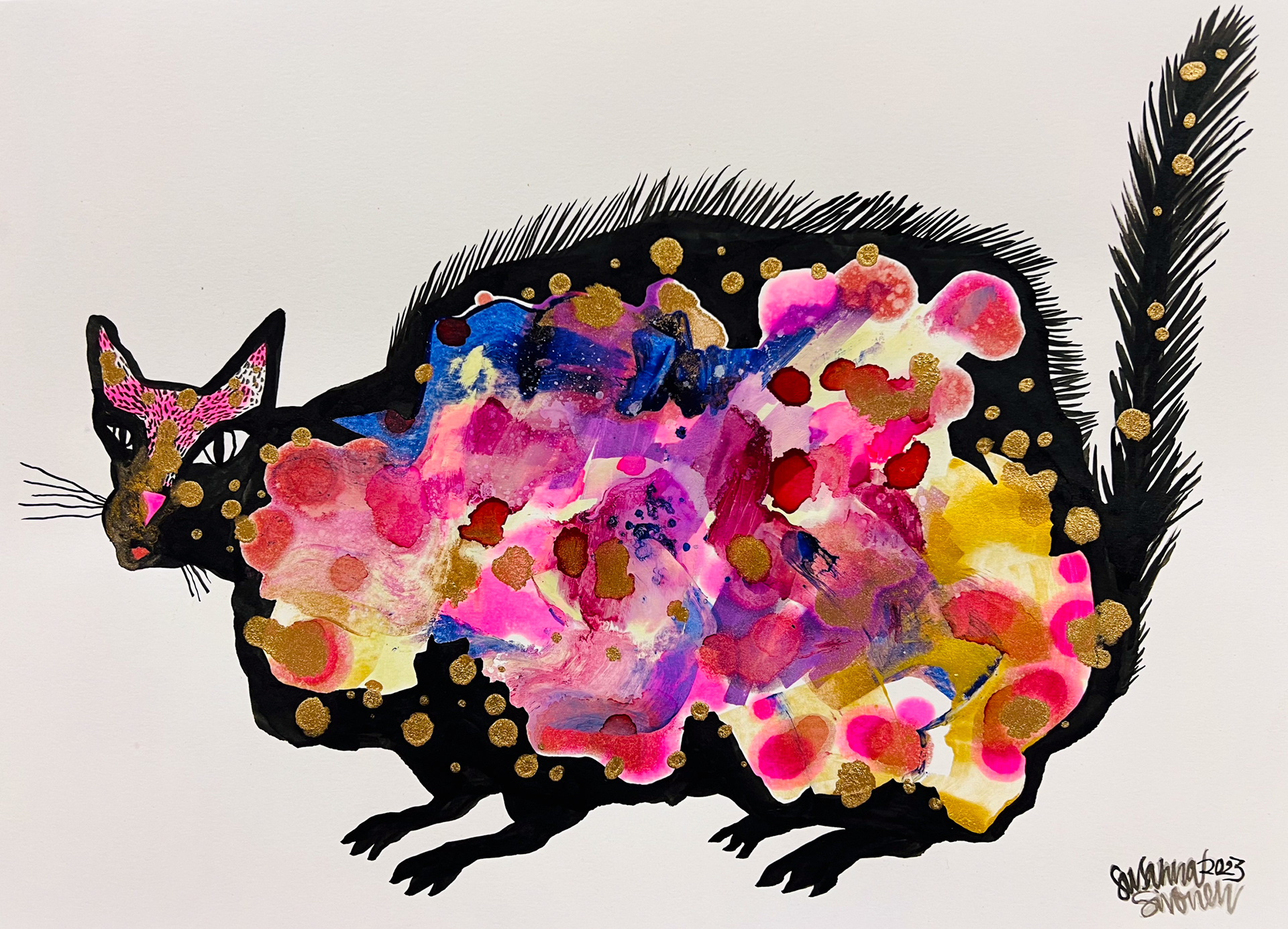 Golden buzzer, 2023 // Mixed media on paper, 42x29,7cm 
