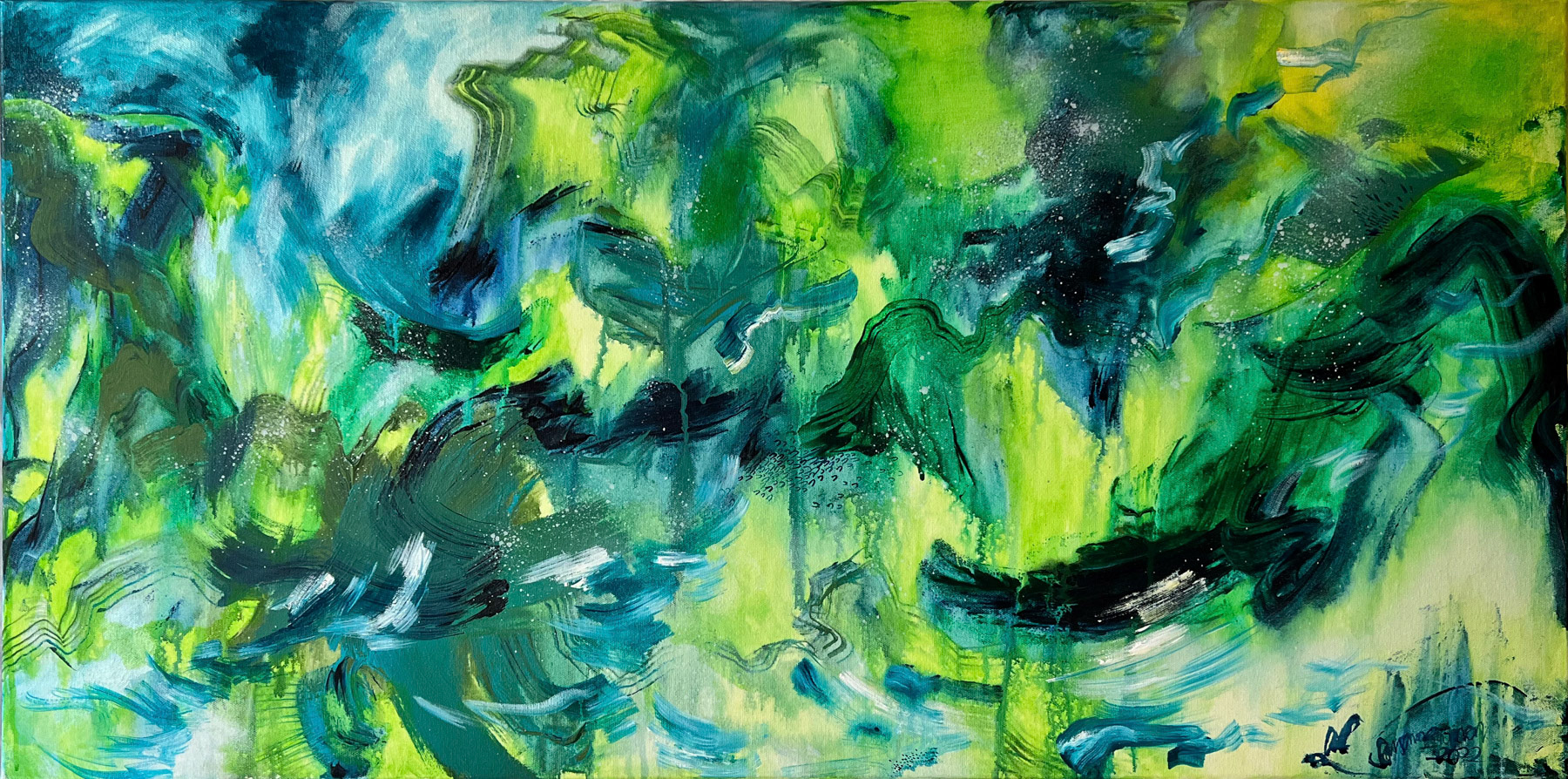 Oikopolku, 2022 // Mixed media on canvas, 50x100cm // 990€