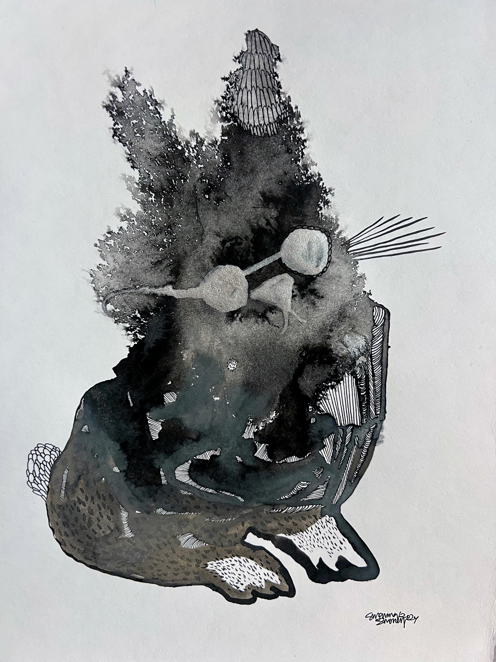 Bunny shades, 2024 // Ink on paper, 30x21cm 