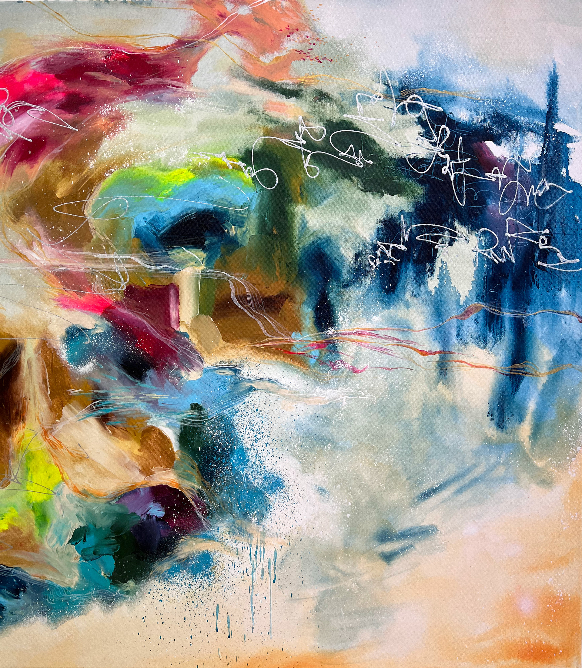 Details of Juhlavuosi, 2024 // Mixed media on canvas 100x150cm 