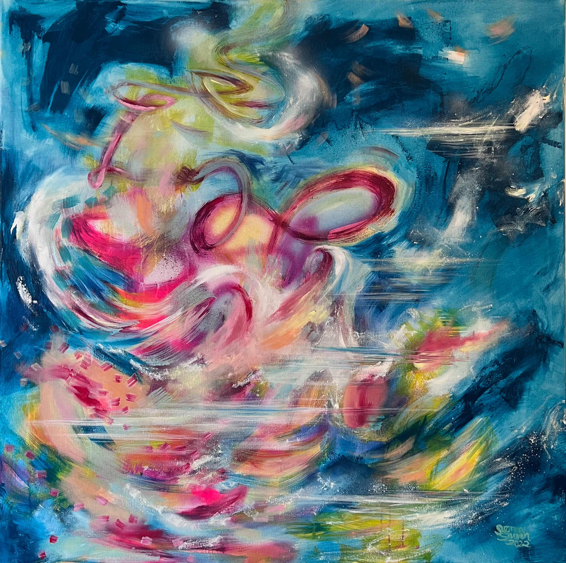 Anna mennä, 2022 // Mixed media on canvas, 100x100cm 