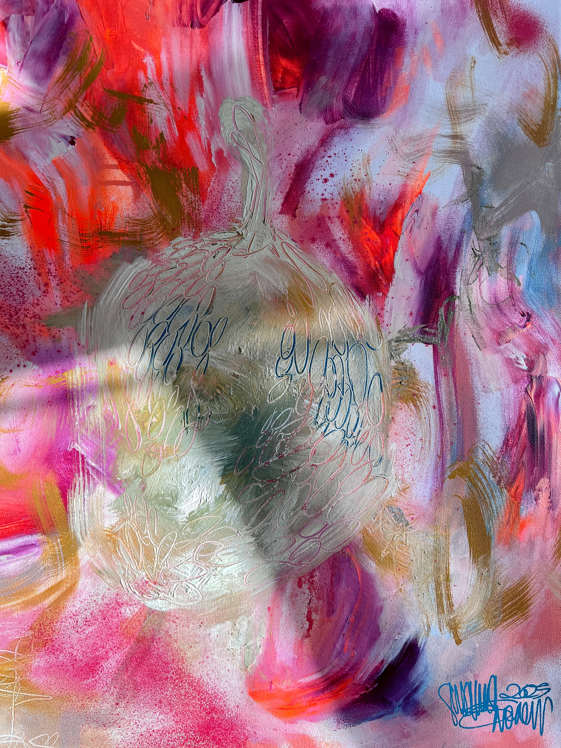 Details of Pikku välipalaa, 2023 // Mixed media on canvas, 68x68cm 