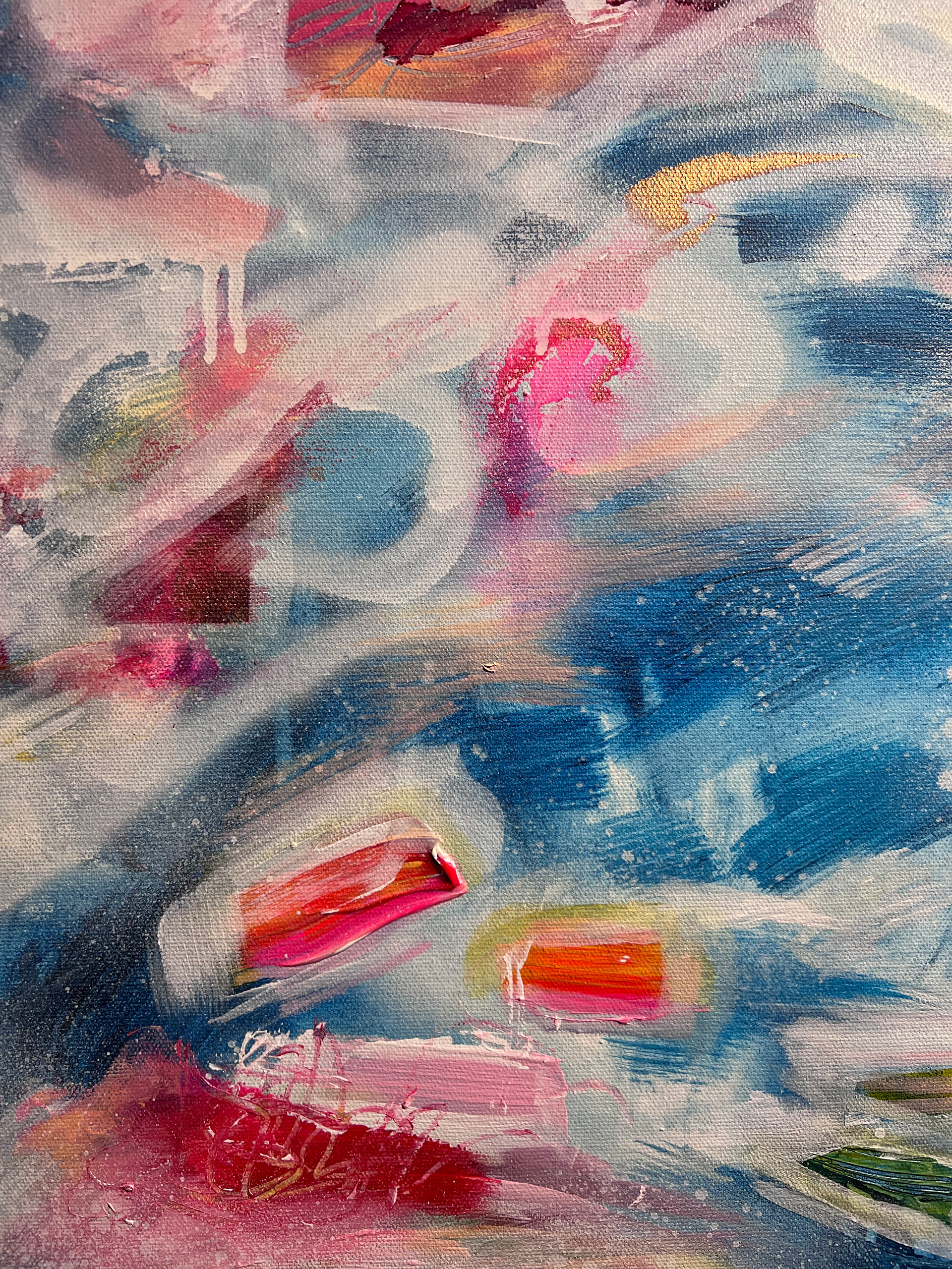 Details of Kerronko ihan kaiken, 2023 // Mixed media on canvas 90x70cm 