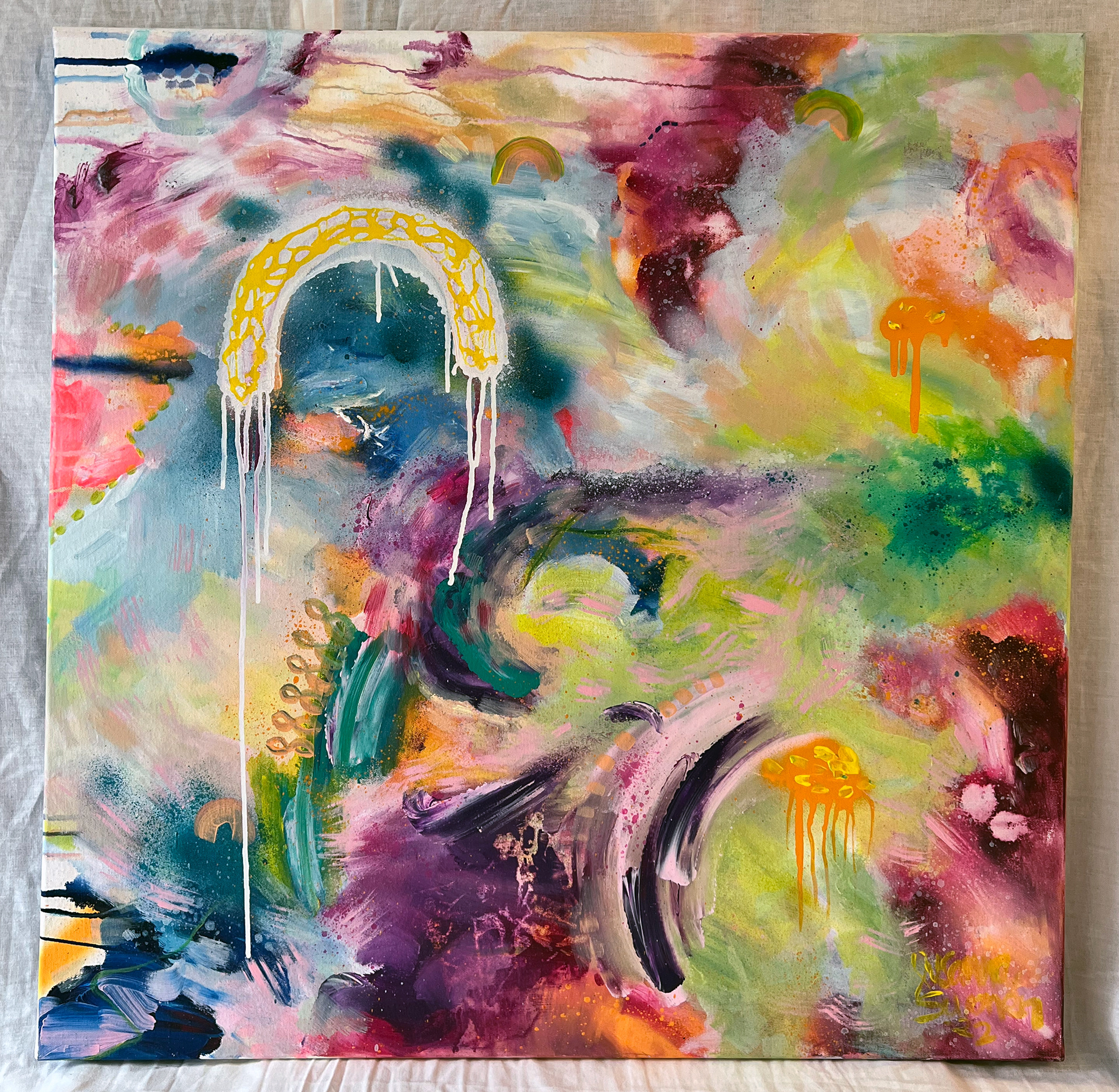 Sunbow, 2022 // Mixed media on canvas, 68x68cm 