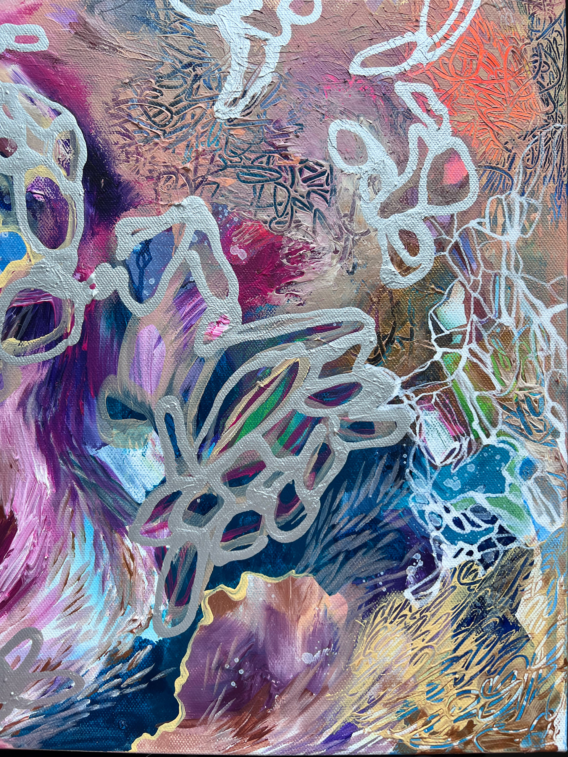 Details of Rakkaudella sulle, 2024 // Mixed media on canvas 40x51cm 