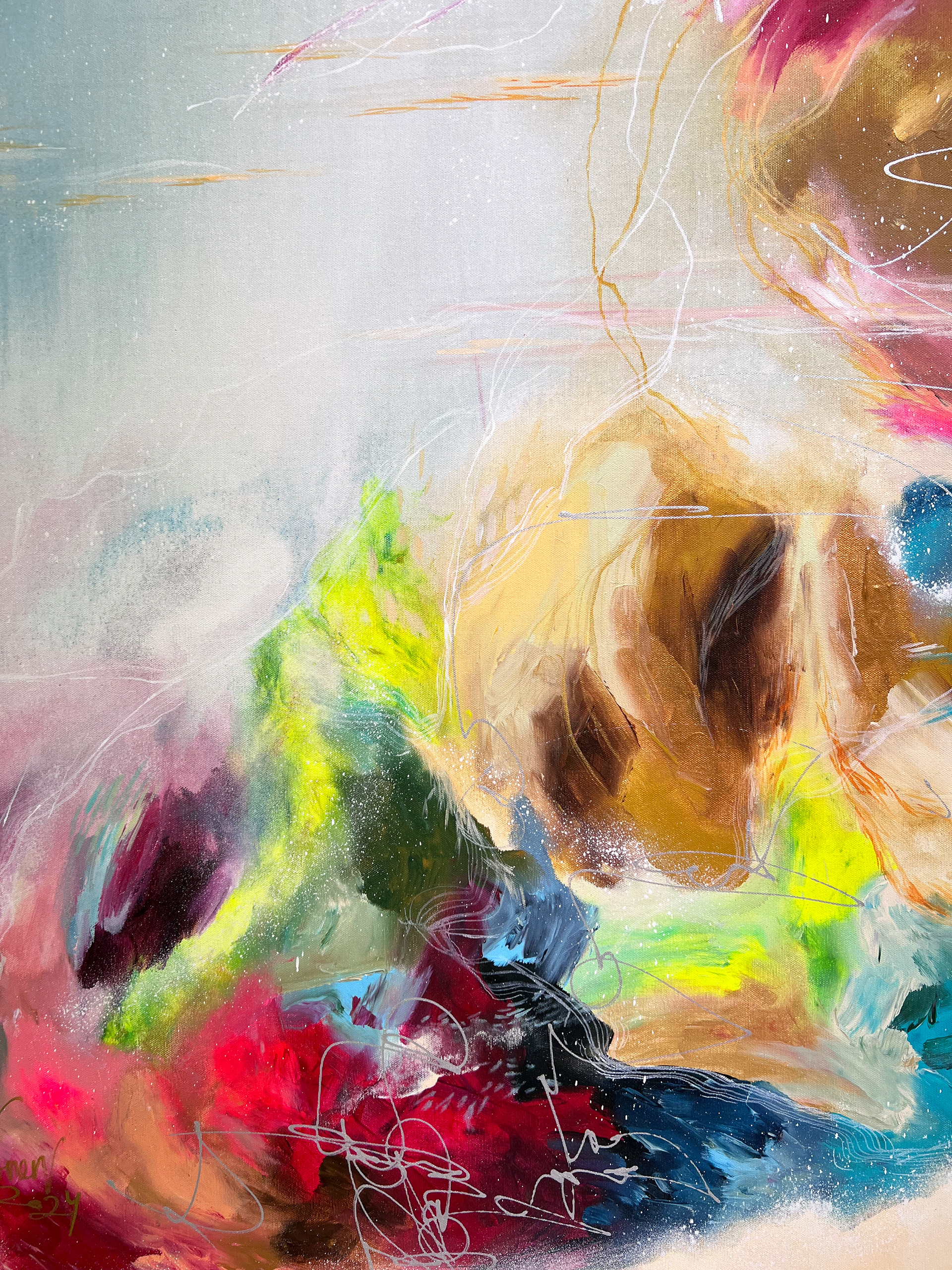 Details of Juhlavuosi, 2024 // Mixed media on canvas 100x150cm // 3100€