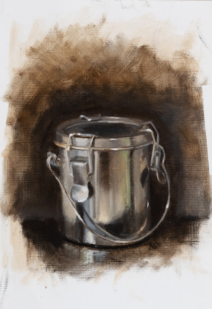 Turps Tin - oil on paper - 27cm x 20cm
