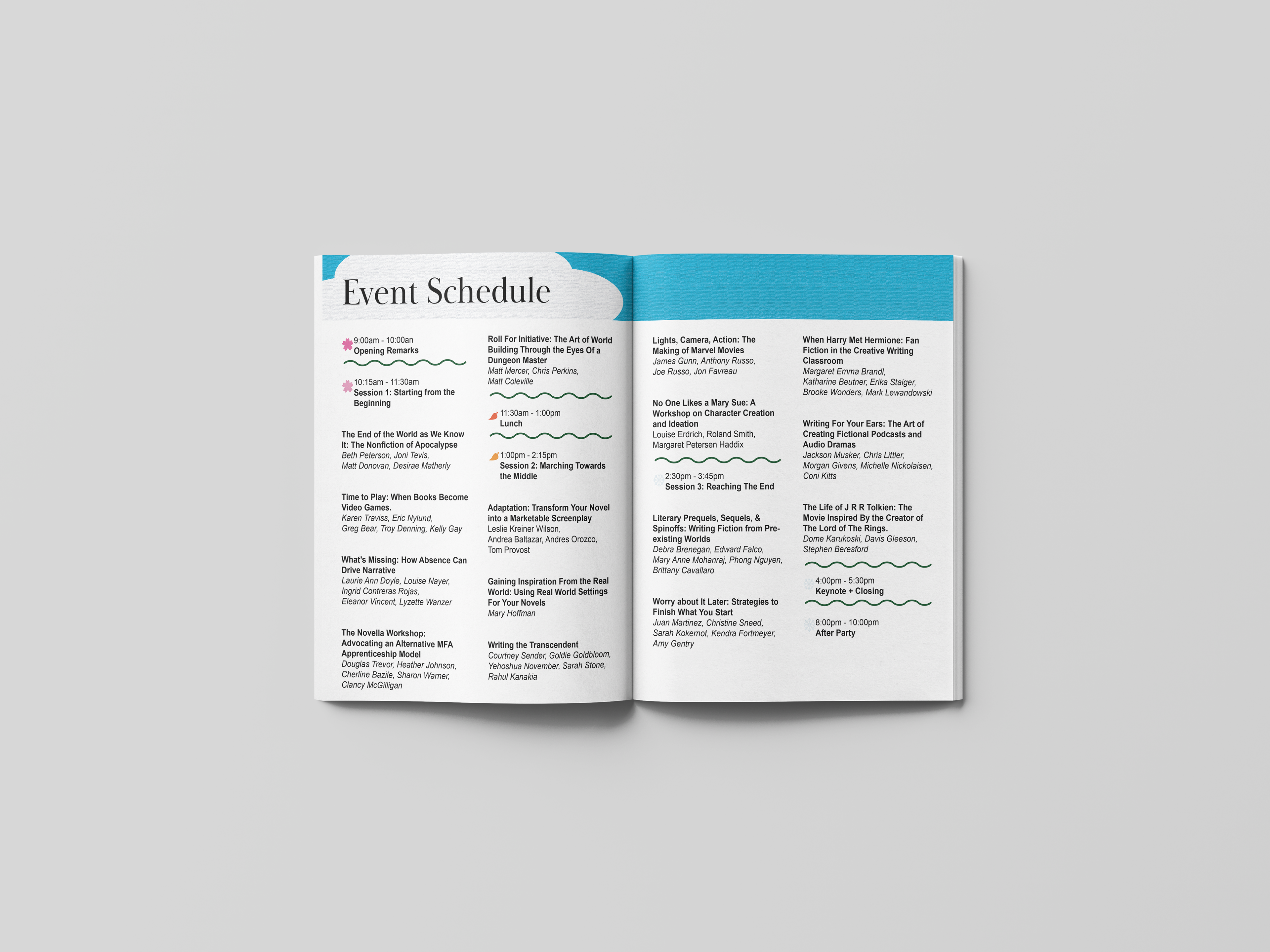 Imagine Creatively booklet event schedule