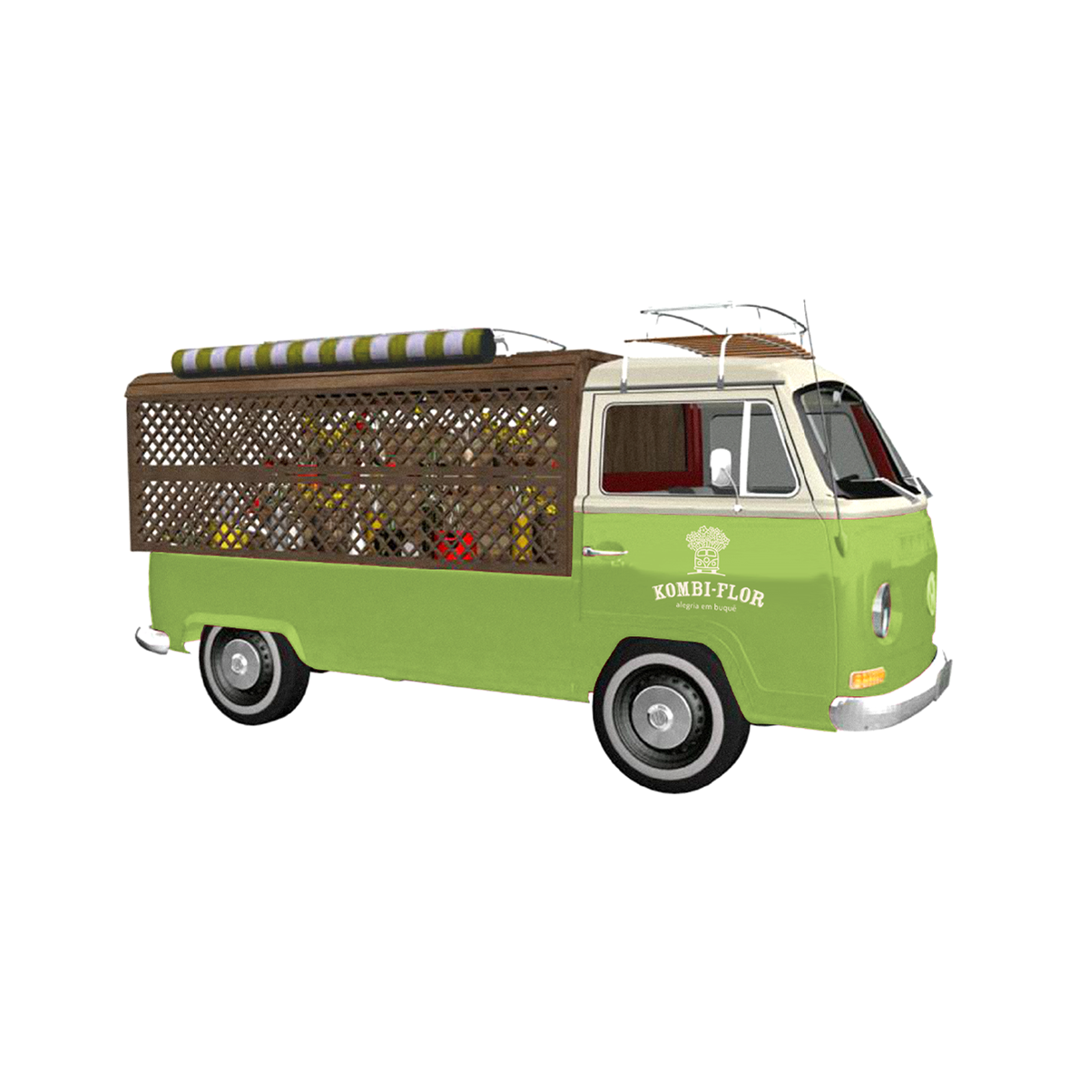 Simulação 3D da Kombi. Ilustração e projeto Bob Iser