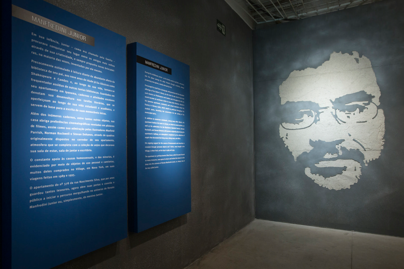 Painéis de abertura de cada espaço da exposição