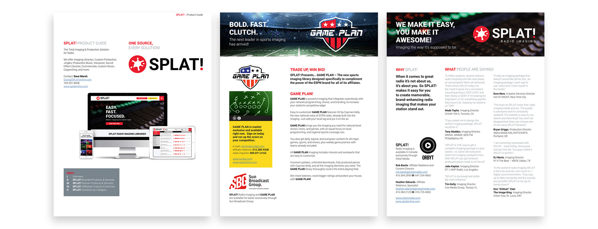 SPLAT Radio Imaging product guide and promotional materials supporting its expanded portfolio of radio imaging products, services, and strategic partnerships.