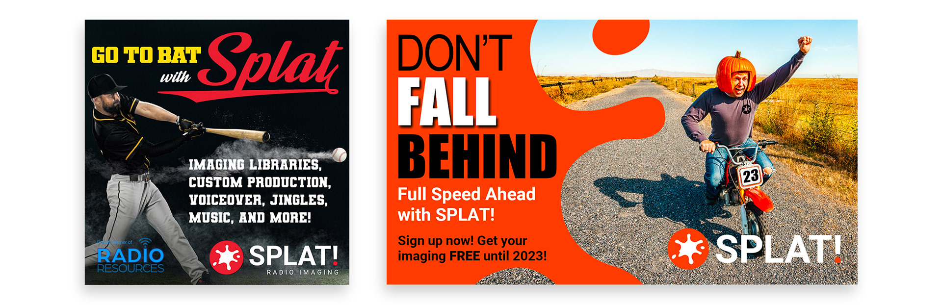 SPLAT Radio Imaging social media campaigns using bold, topical creative to promote services, seasonal offers, and brand engagement.