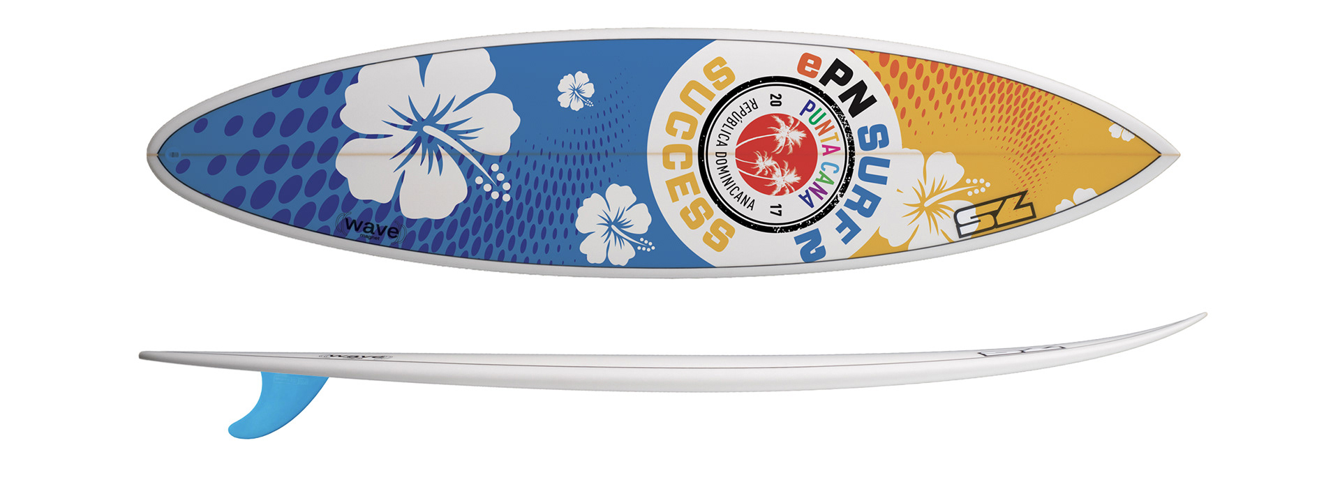 Custom ePN Surf 2 Success promotional surfboard created for a sales incentive campaign.