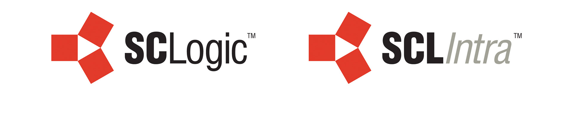 Supply Chain Logic and SCL Intra logo designs for enterprise supply chain and internal delivery software.
