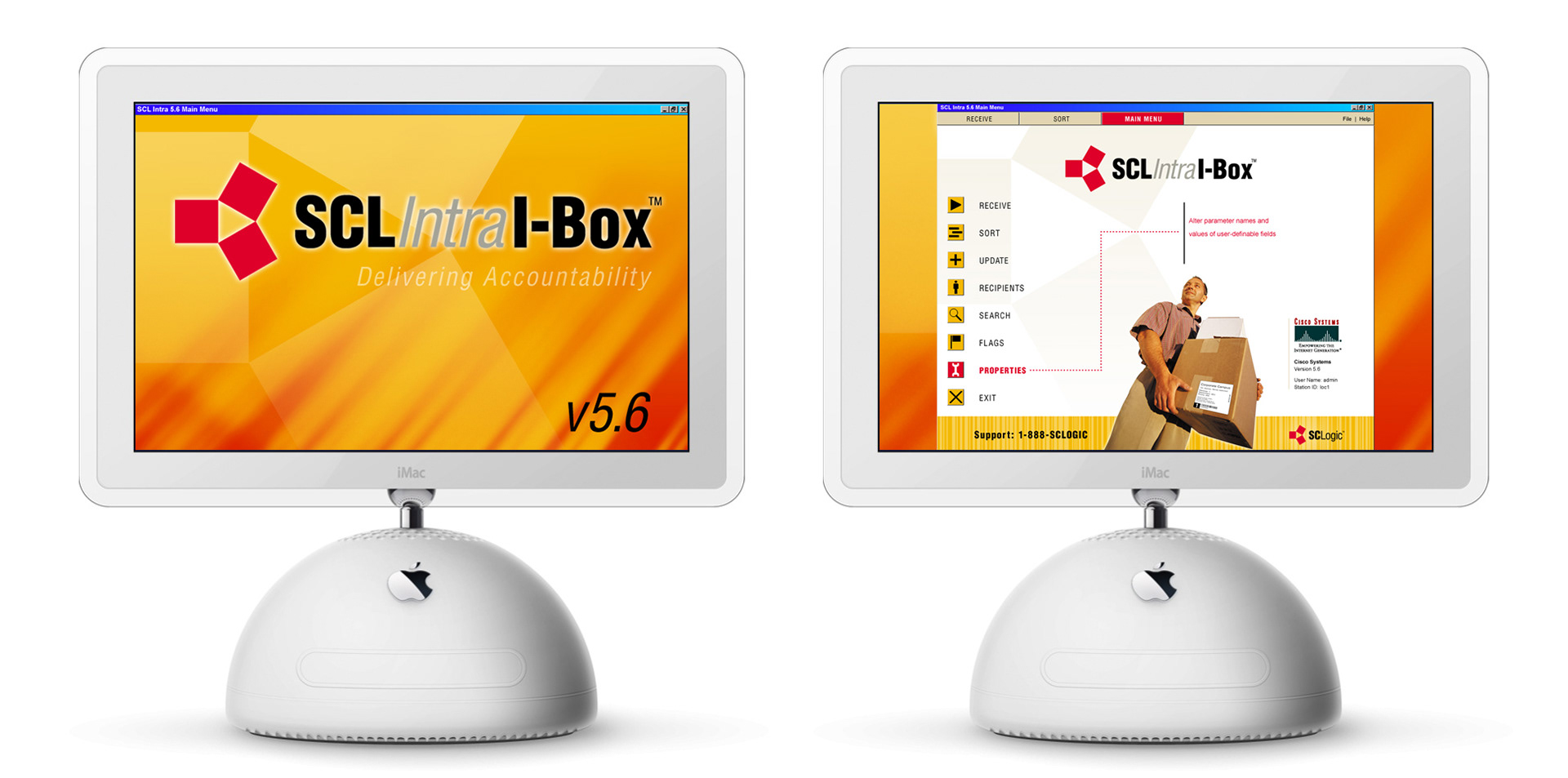 SCL Intra I-Box intranet interface design for internal delivery and tracking software.