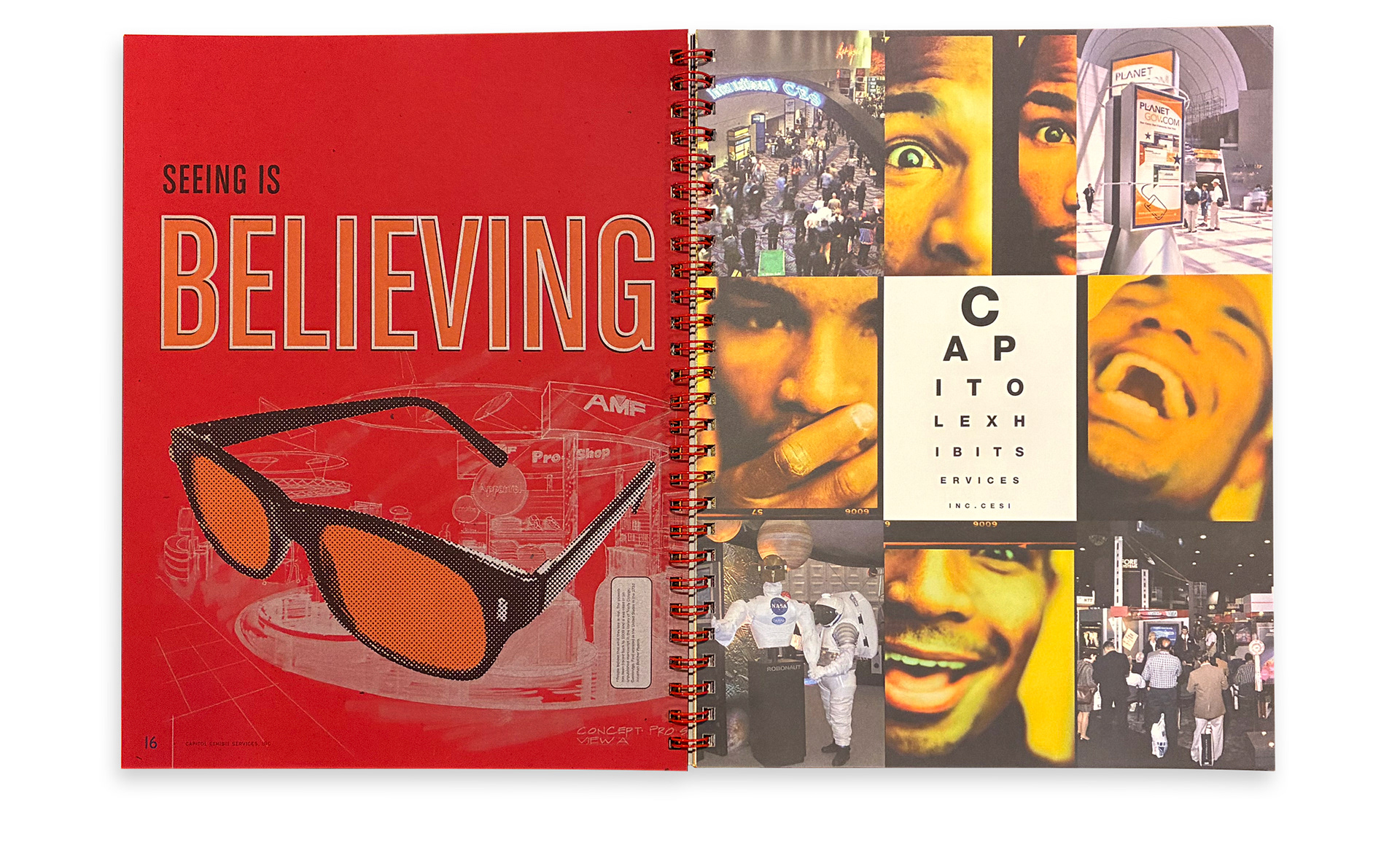 CESI Proverbially Speaking capabilities book spreads using proverbs, visual wordplay, custom photography, illustration, die cuts, and specialty printing.
