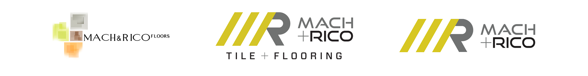 Original and redesigned Mach + Rico logos showing the updated brand identity and new tagline.