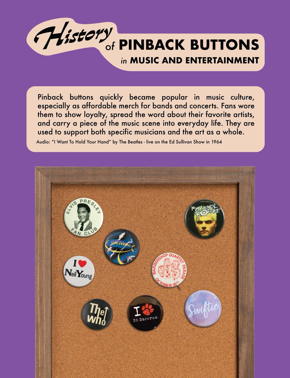 Alternate poster featuring examples of music/entertainment buttons.