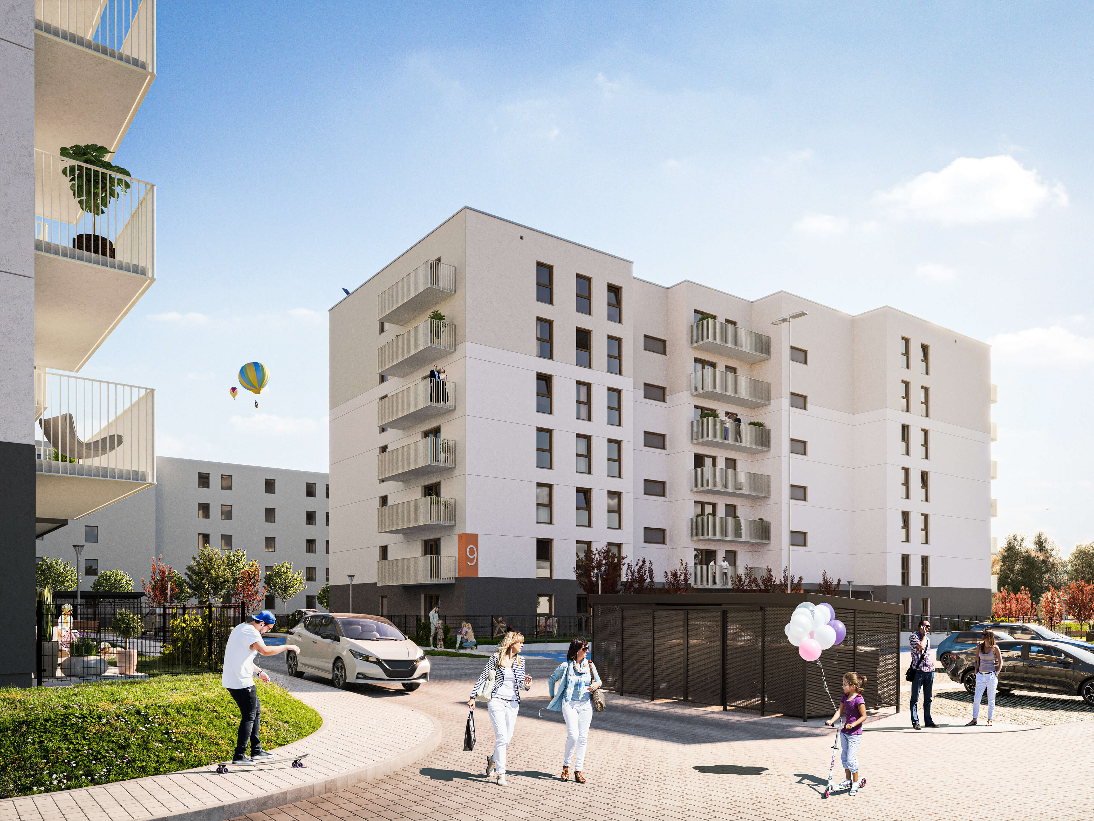 Osiedle Tkacka, Sulechów, wizualizacja architektoniczna dla Agrobex - budynek drugi - ujęcie dzienne