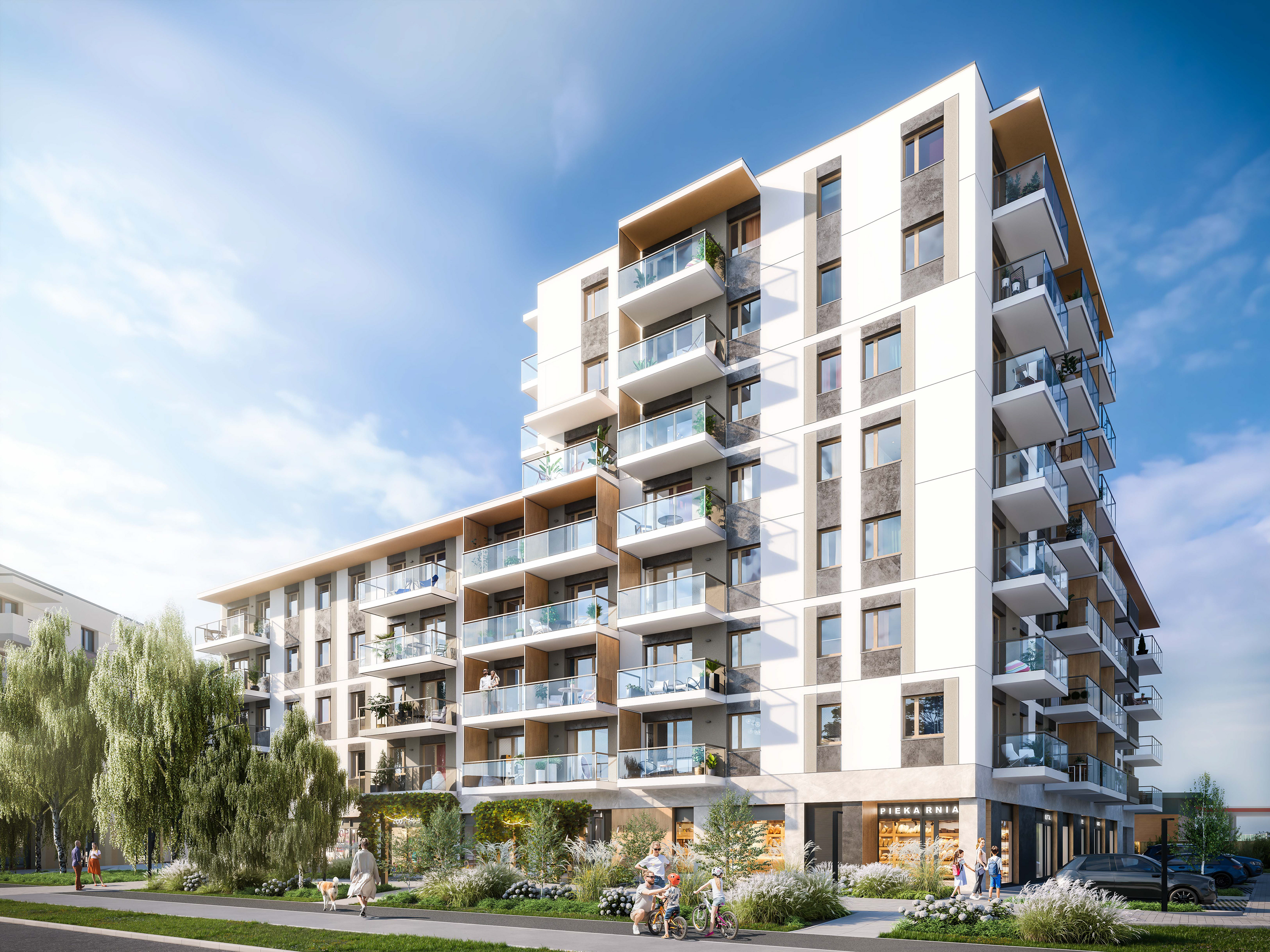 Wizualizacja 3D Osiedle Prystora Warszawa Ursus - nowoczesna architektura mieszkaniowa Spravia