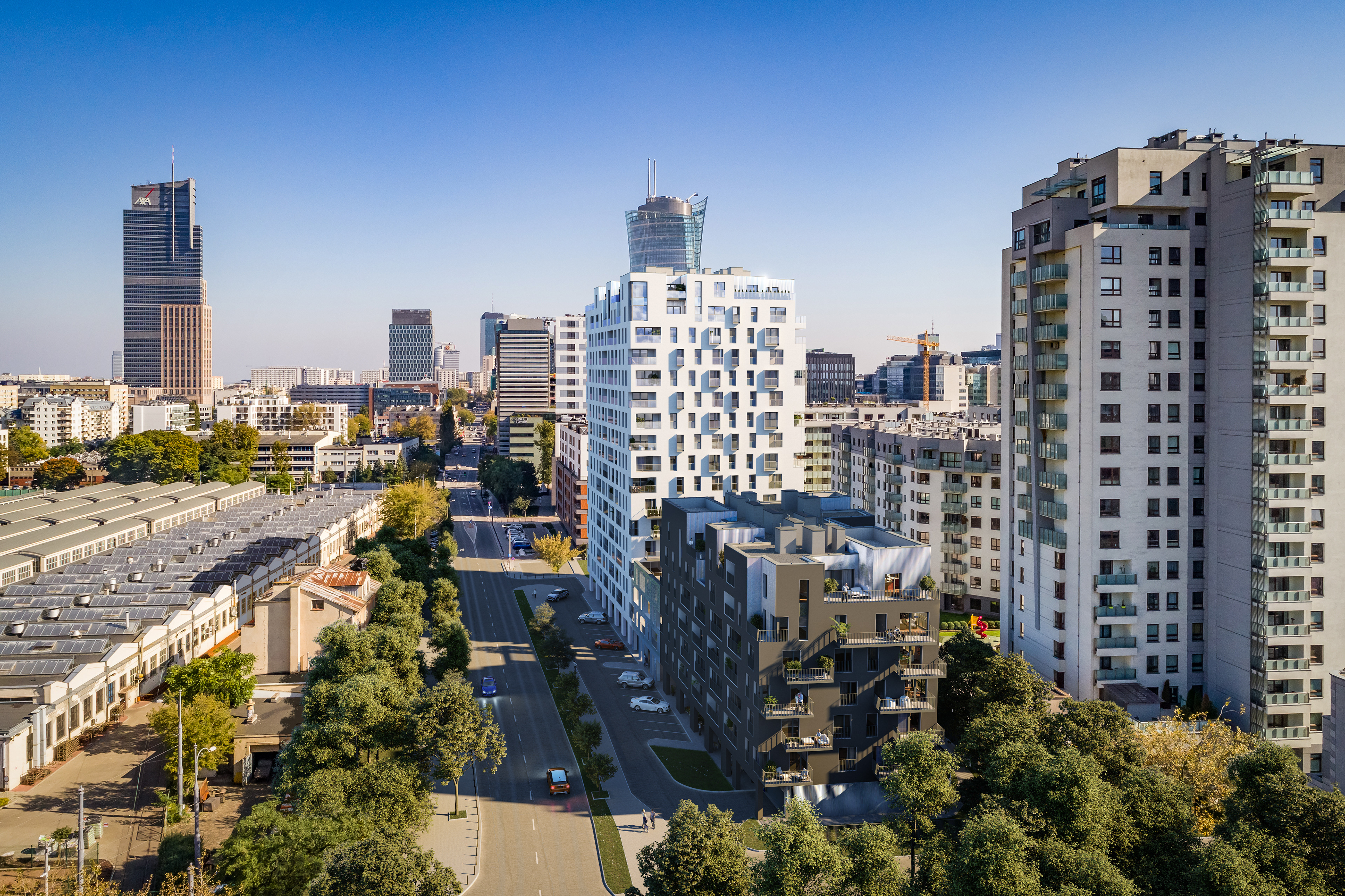 W Apatments Siedmiogrodzka 3 Warszawa realizacja Marvipol Development, projekt WWAA Architekci – ujęcie z drona