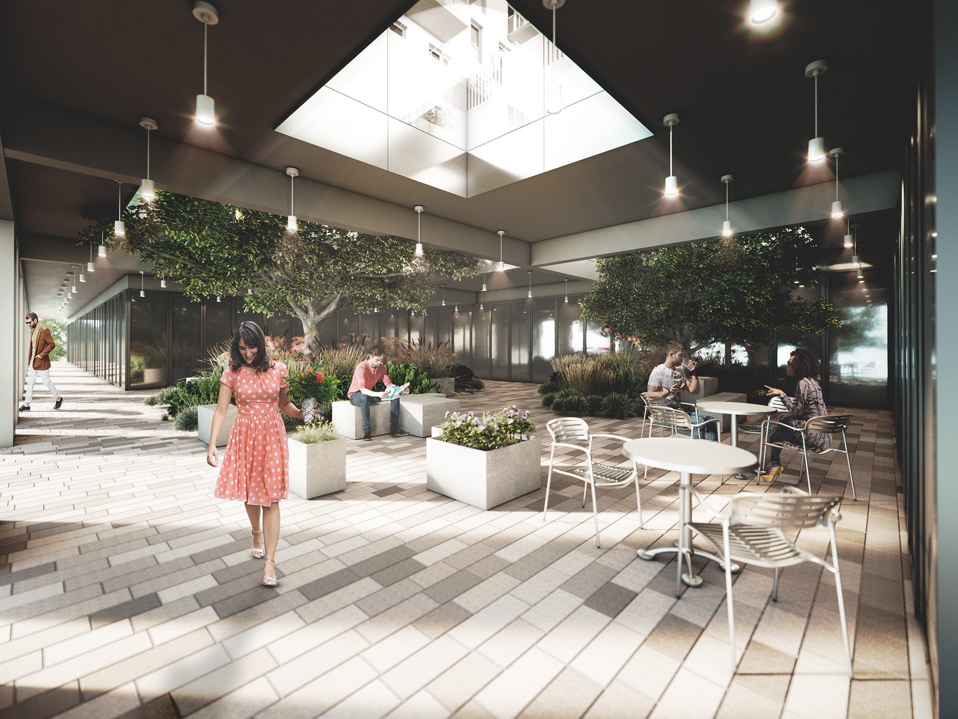 Osiedle Siedmiogrodzka 3 Warszawa Wola – render patio zaprojektowany przez WWAA Architekci