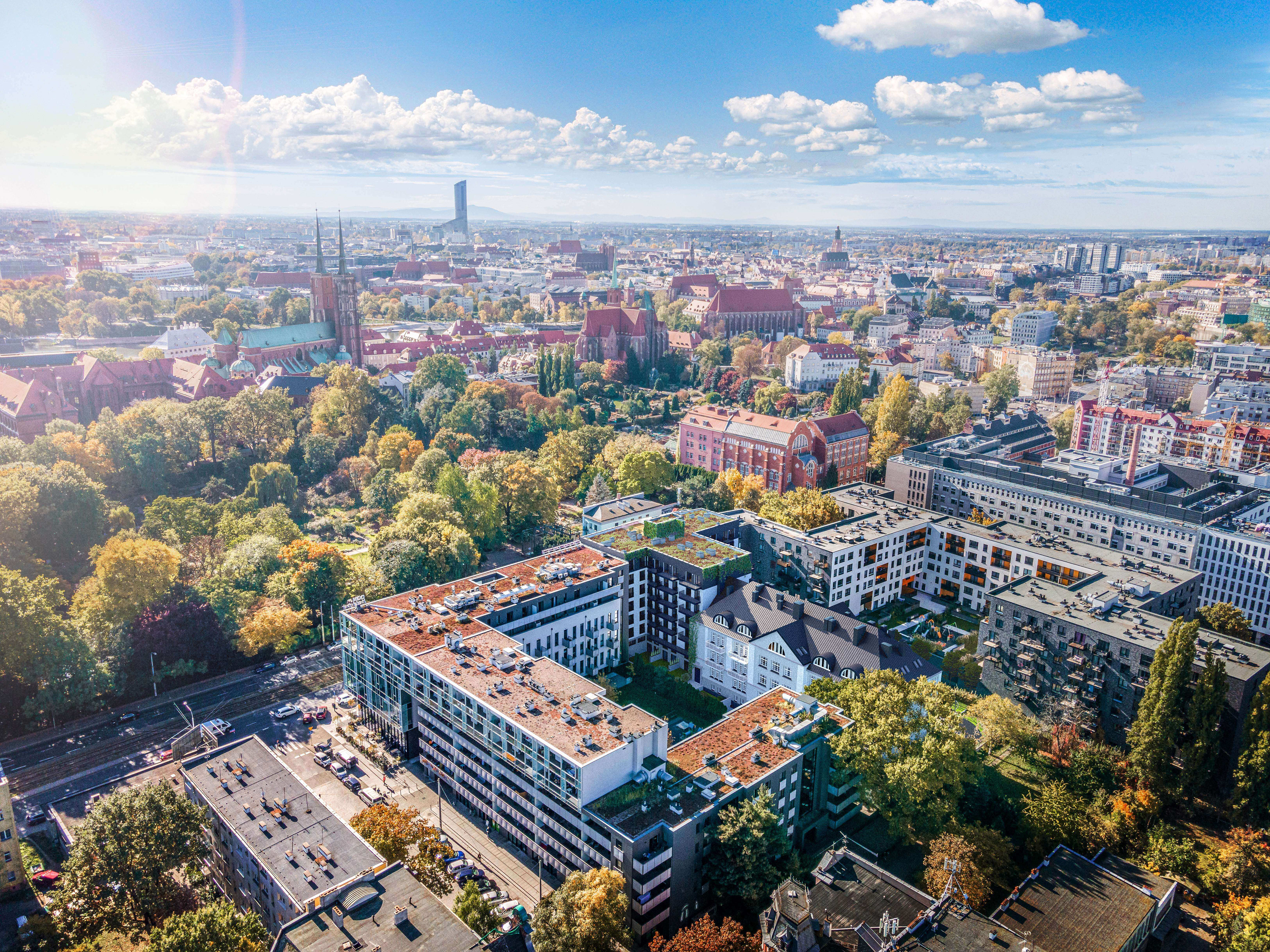 Ujęcie z lotu ptaka budynku Sienkiewicza Residence Wrocław - wizualizacja dla Bouygues Immobilier Polska