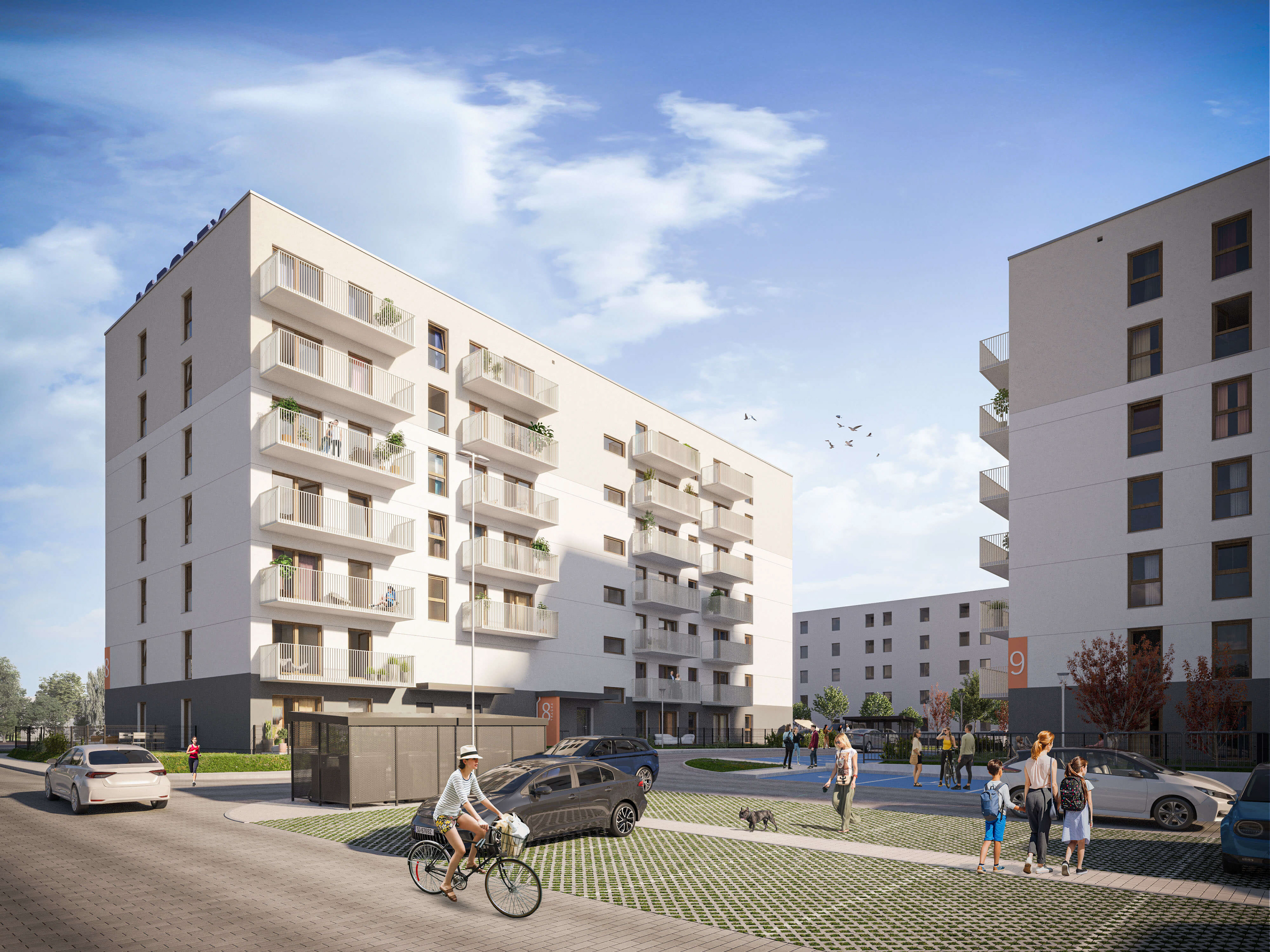 Osiedle Tkacka, Sulechów, wizualizacja architektoniczna dla Agrobex - dziedziniec - ujęcie dzienne