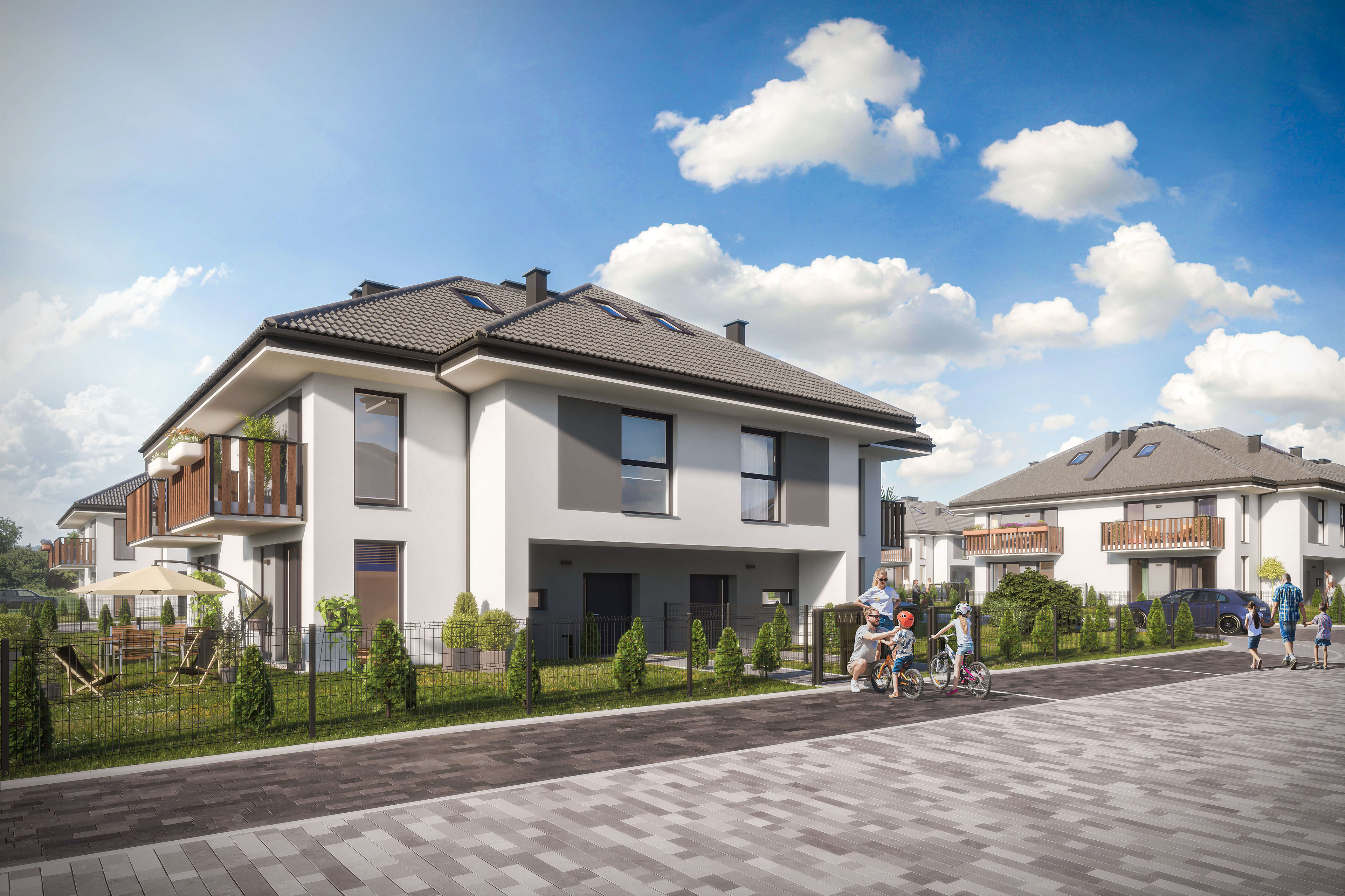 Osiedle Pyskowice 3 - wizualizacja 3D dla dewelopera DOM100.eu - widok na dom