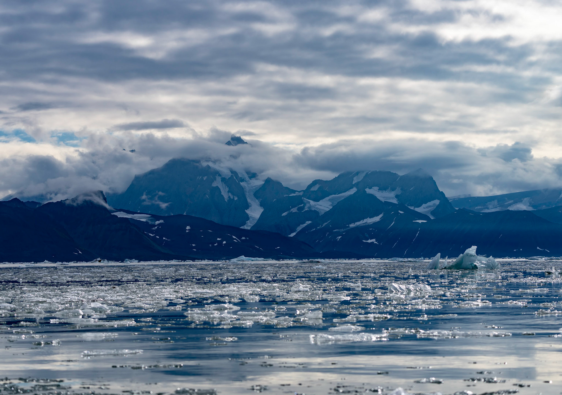 Brash ice from Recherchebreen, Svalbard. 08-08-2022.