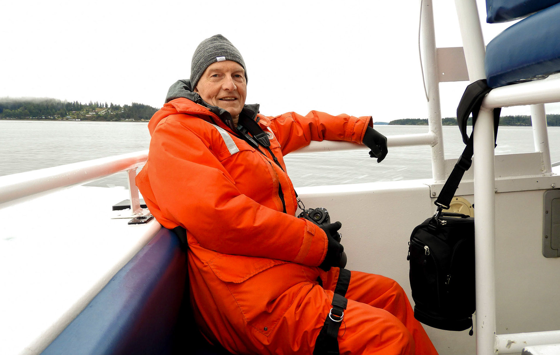 In whale watching kit--DG, after Man Overboard instructions " I hope these guys are plankton feeders--'cos I don't think killer Orcas are THIS colour blind !!"