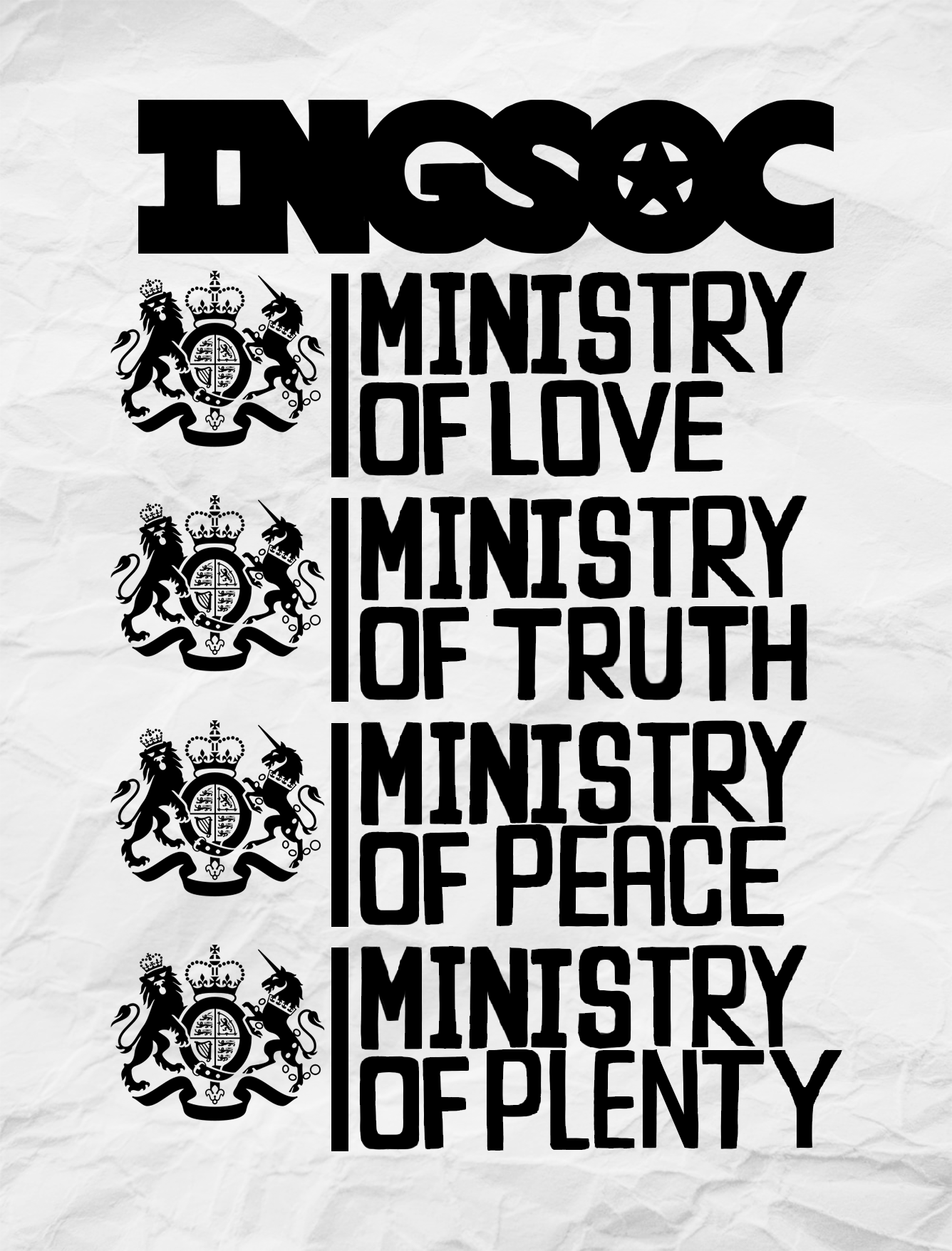 Ingsoc and the Ministries logos