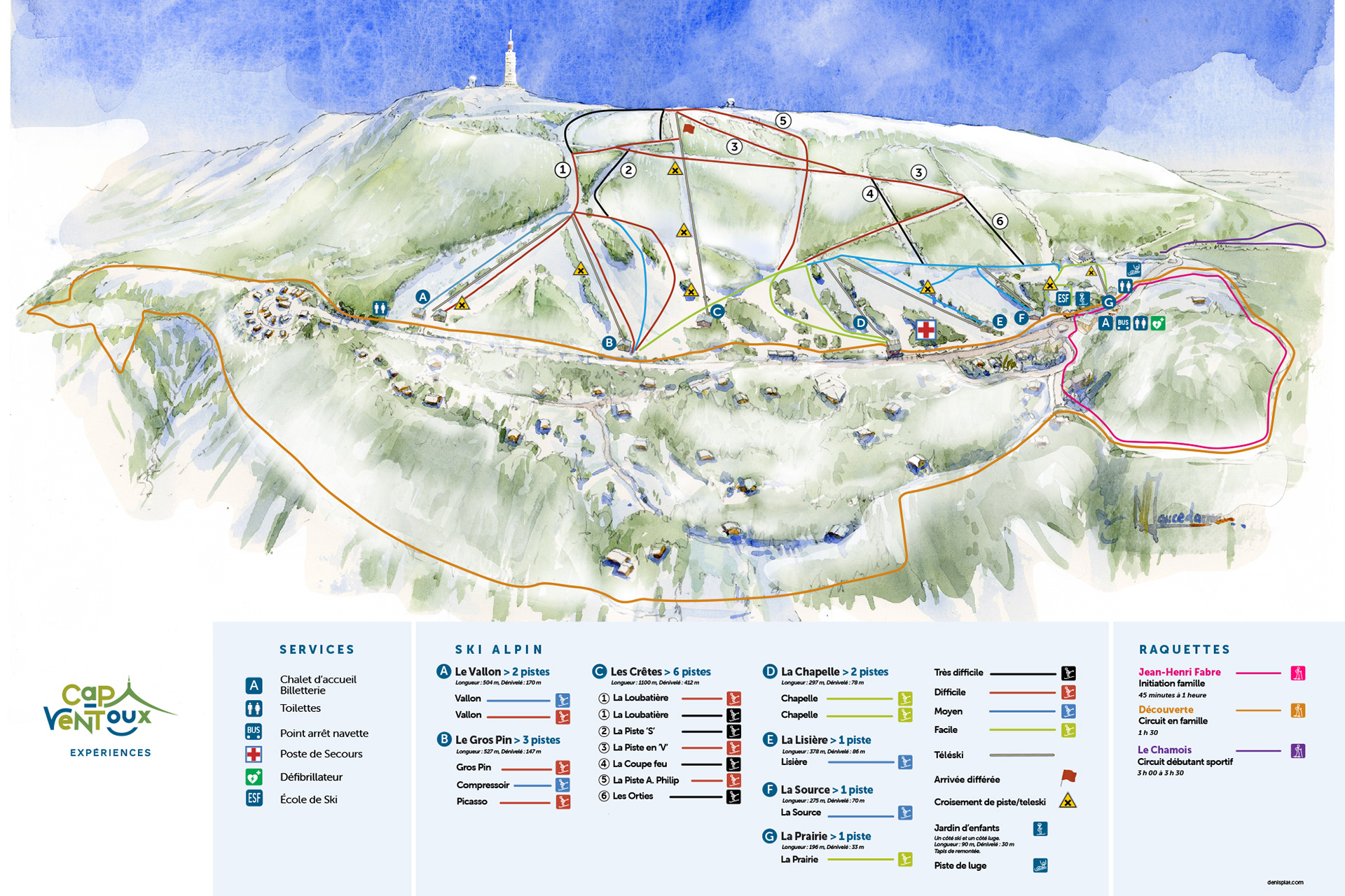 Création d'une illustration des activités praticables à la Station du Mont-Serein (Ventoux) avec Nicolas Doucedame.