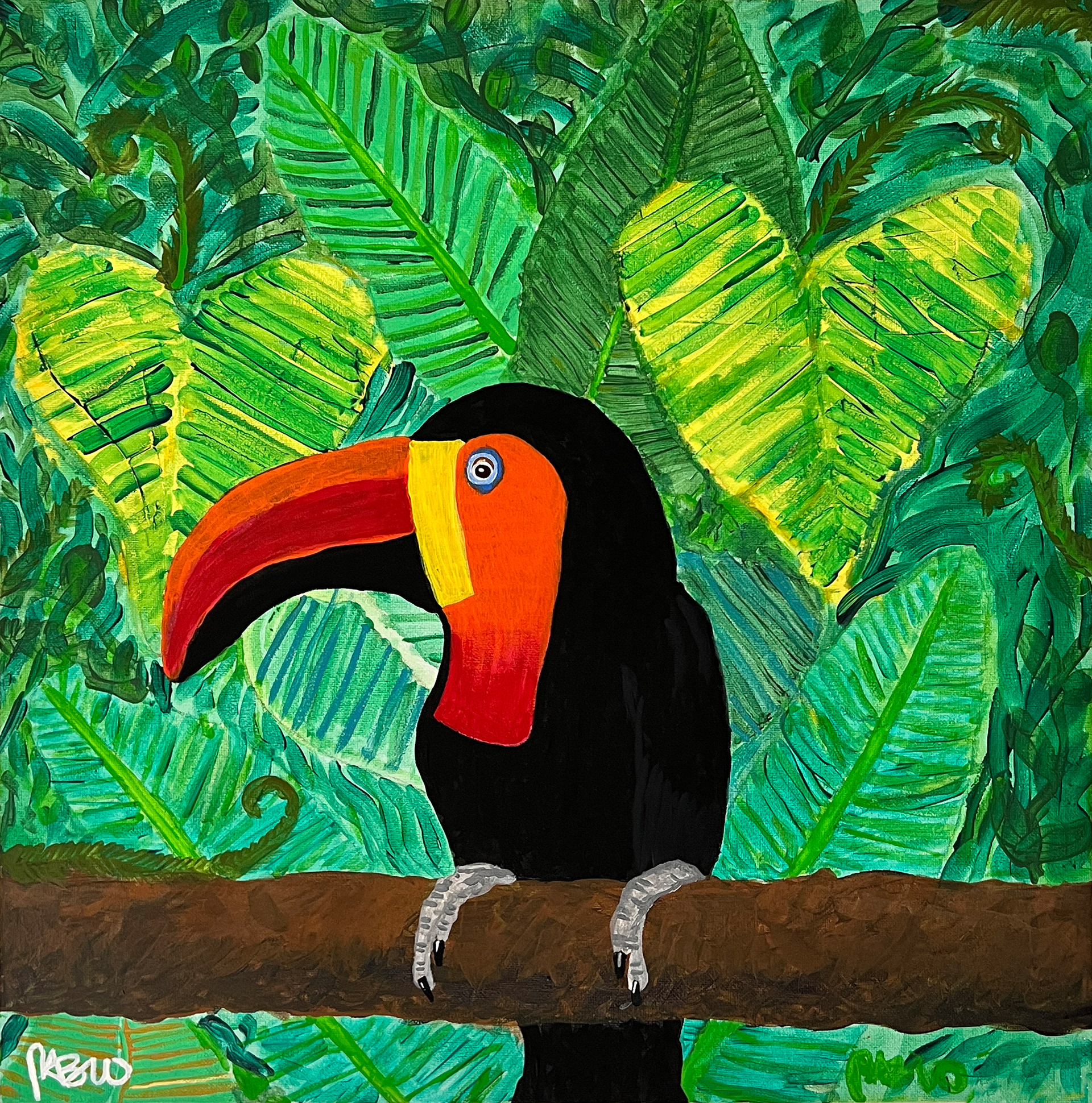 Toucan by Day, 2018 50.50 X 50.50 cm Not framed Acrylic & Ink on Canvas Price $680