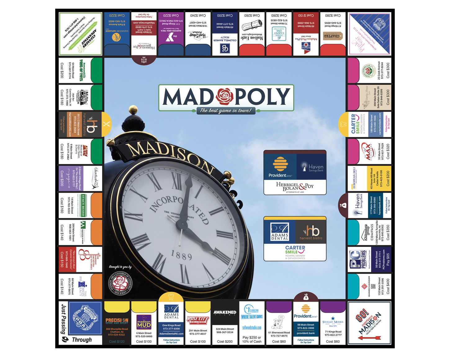 Madopoly board; designed center portion only