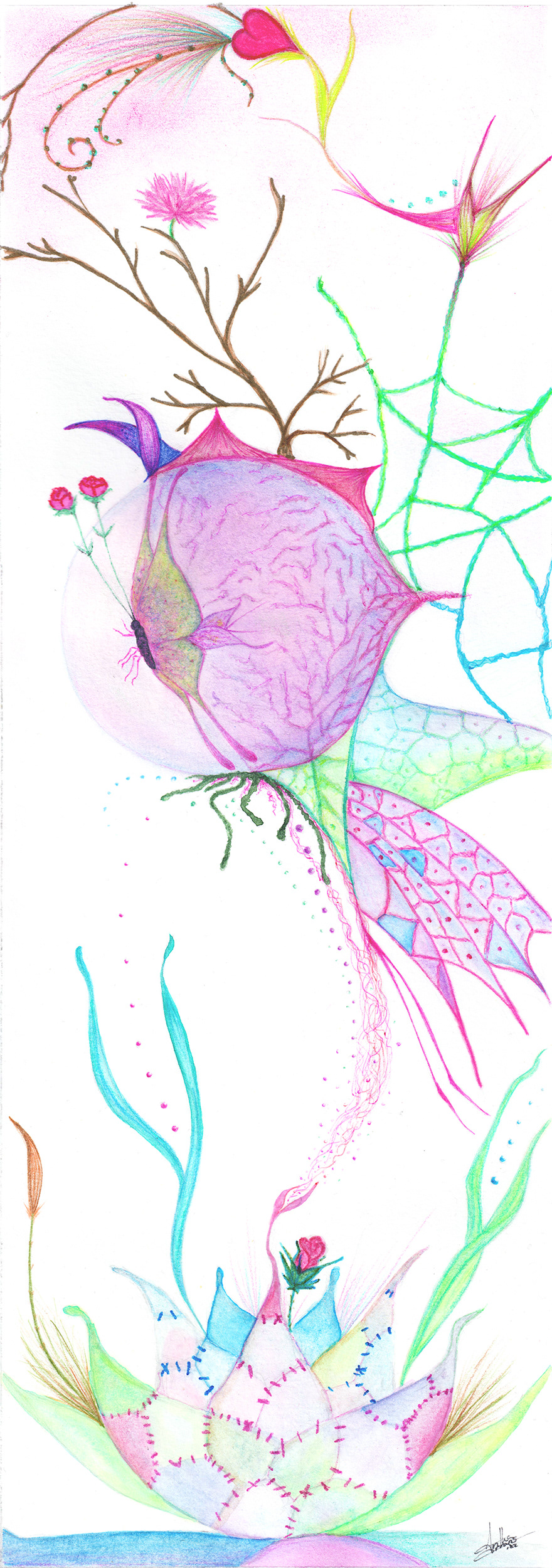 Surrealist painting of an eye sprouting.