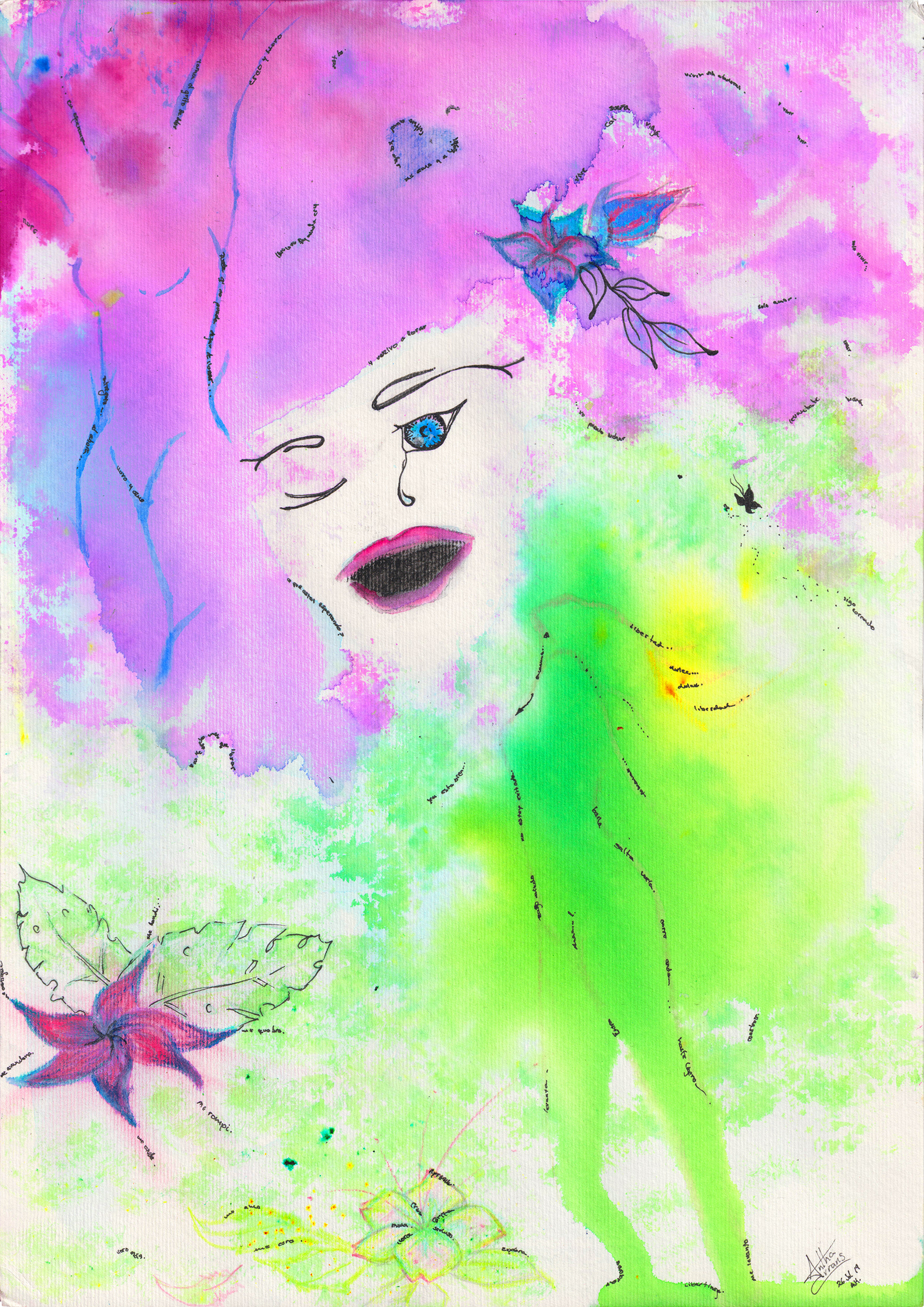 Abstract painting, of hope and sorrow.