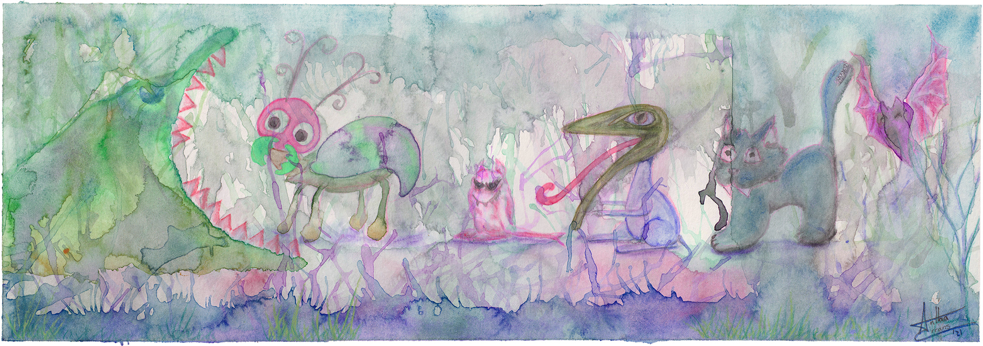 Surrealist painting, inhabitanst of my mind.