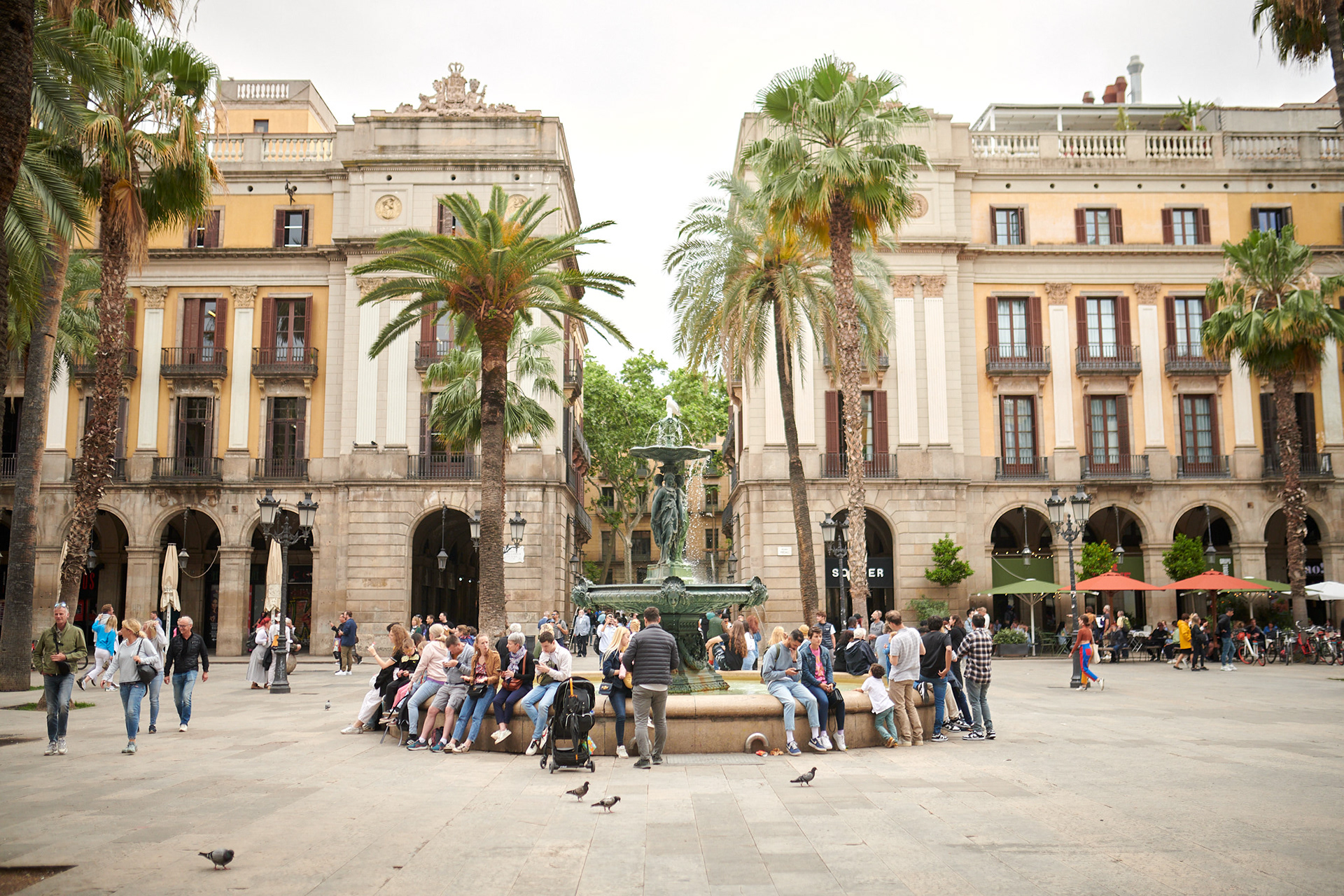 Square Plaça Reial in Barcelona’s Gothic Quarter