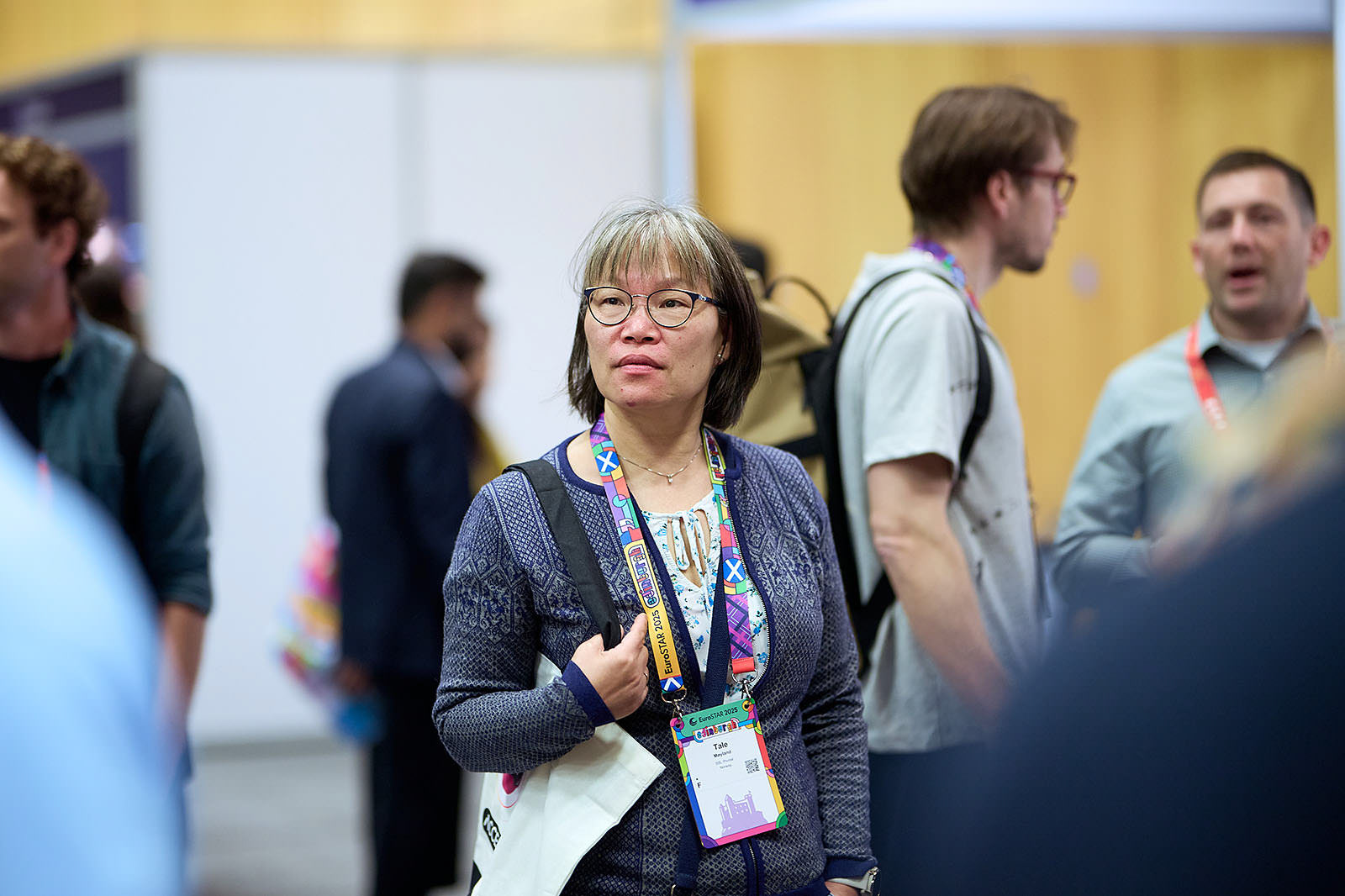 An exhibition visitor
