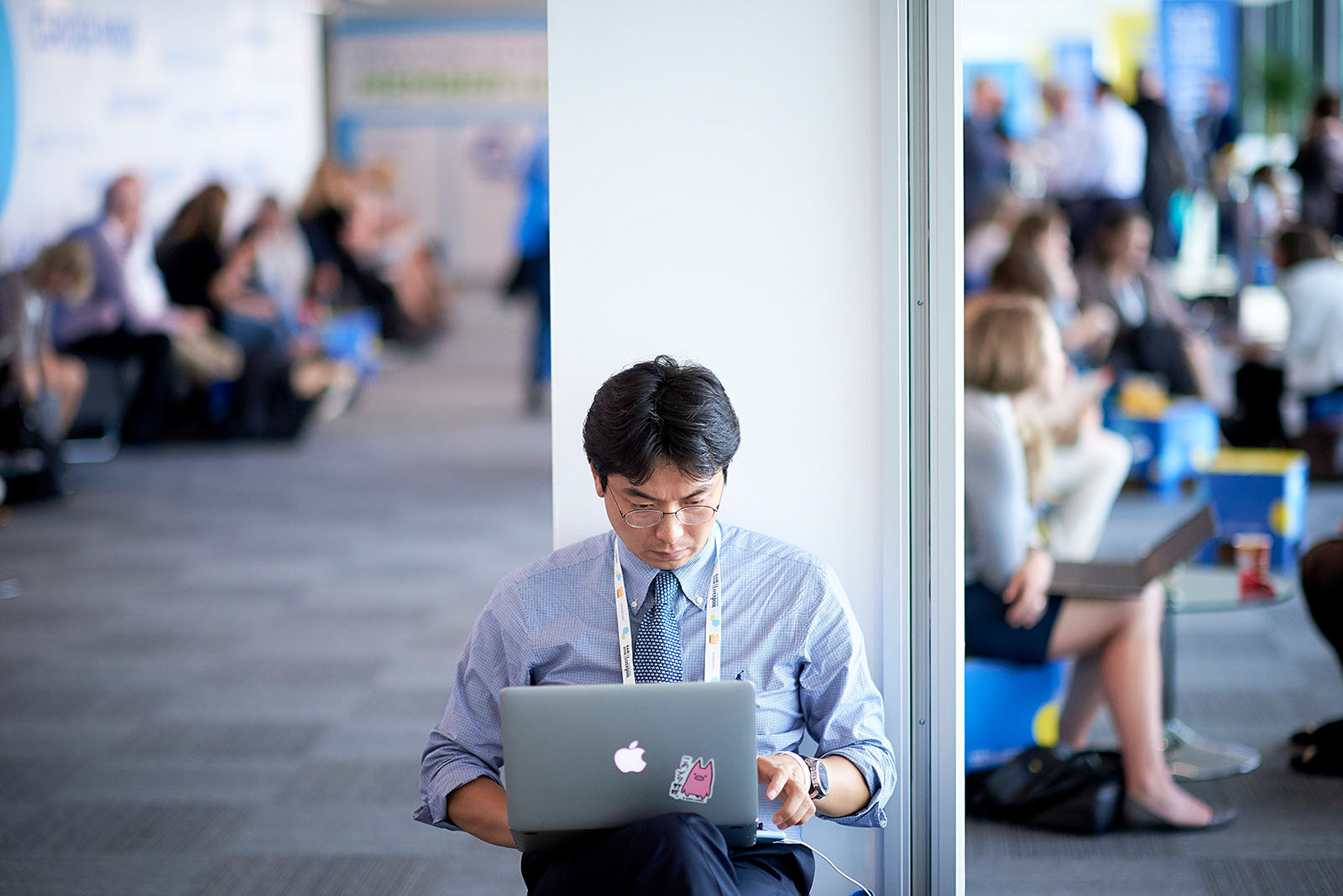 Businessmen working on his laptop in the conference members area