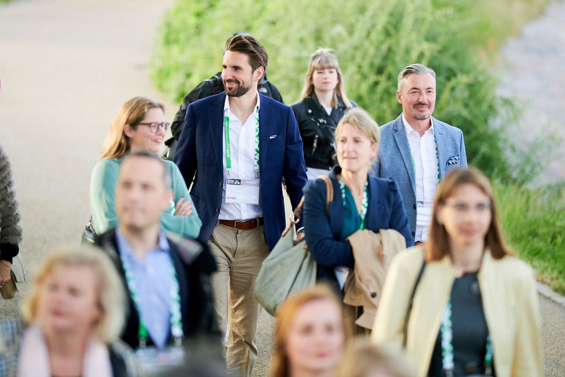 Conference participants arriving