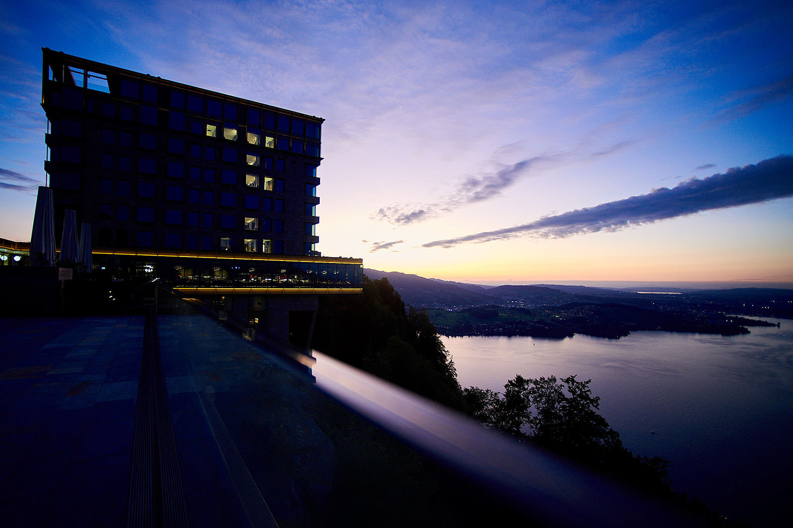 Bürgenstock Hotel & Alpine Spa - The Contemporary building photo at sunset