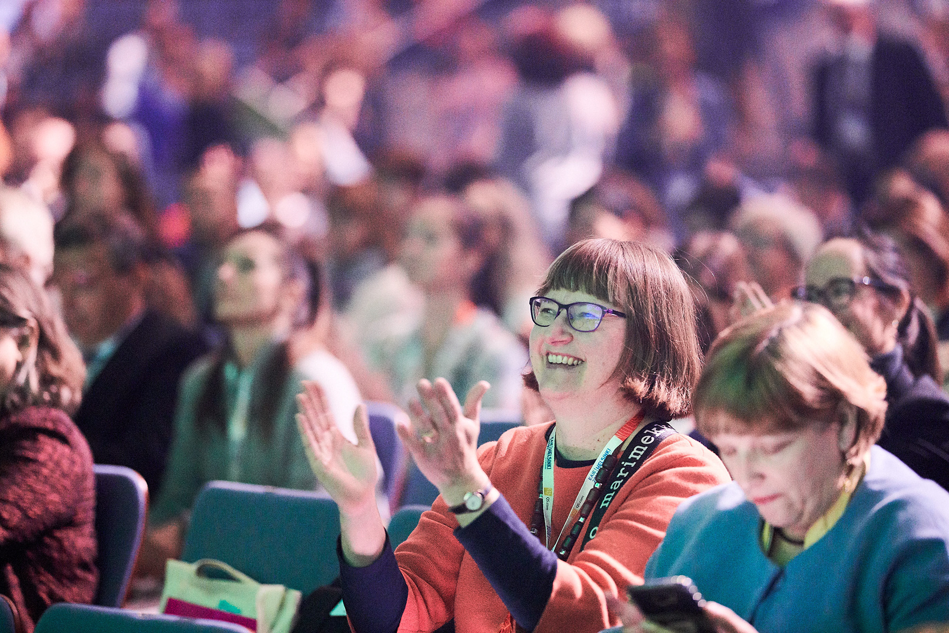 Attendees pleased by the speech at the conference.