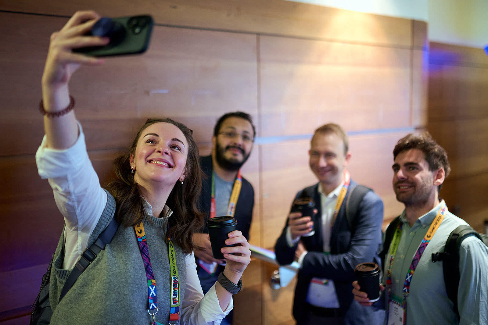 Conference participants taking a selfie
