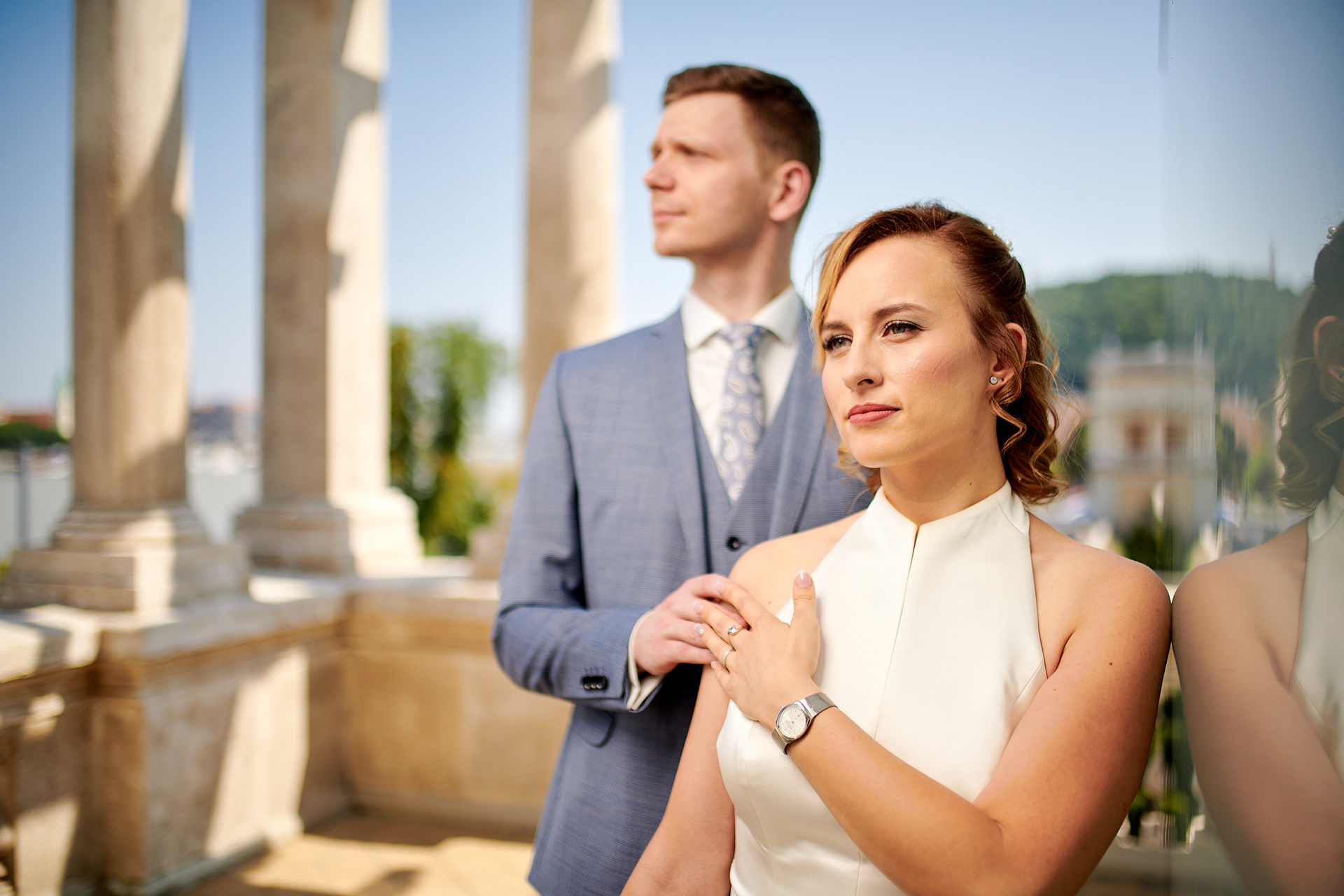 Young couple on a wedding photoshoot in Budapest.