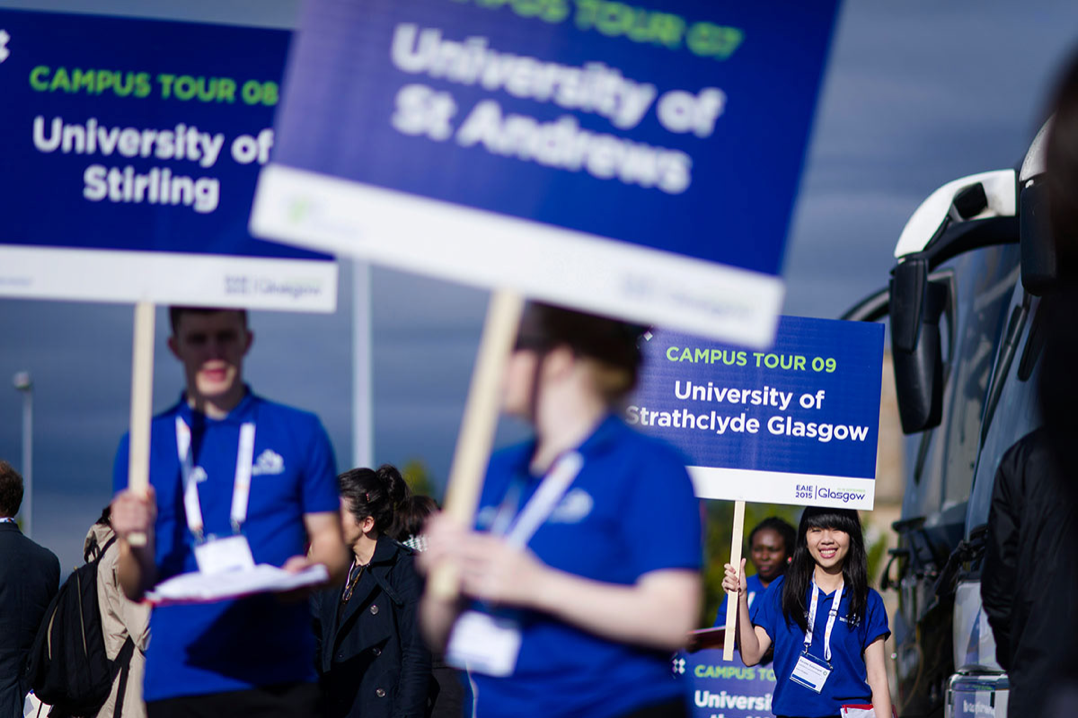 Participants on university campus tour.